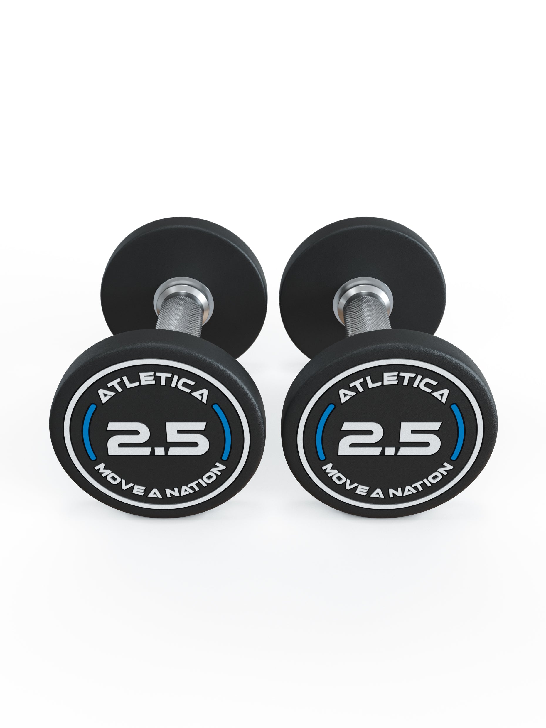 Gewichte: Rundhanteln, Polyurethan Rundhanteln (Paar)- Gerader Griff mit Hartchrom | CNC gefräster Stahlkern | Paarweise von 2.5 bis 60kg,