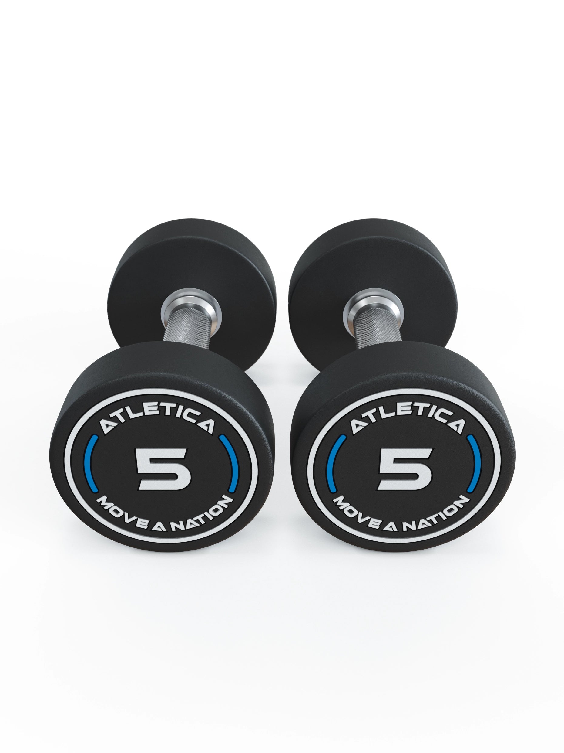 Gewichte: Rundhanteln, Polyurethan Rundhanteln (Paar)- Gerader Griff mit Hartchrom | CNC gefräster Stahlkern | Paarweise von 2.5 bis 60kg,