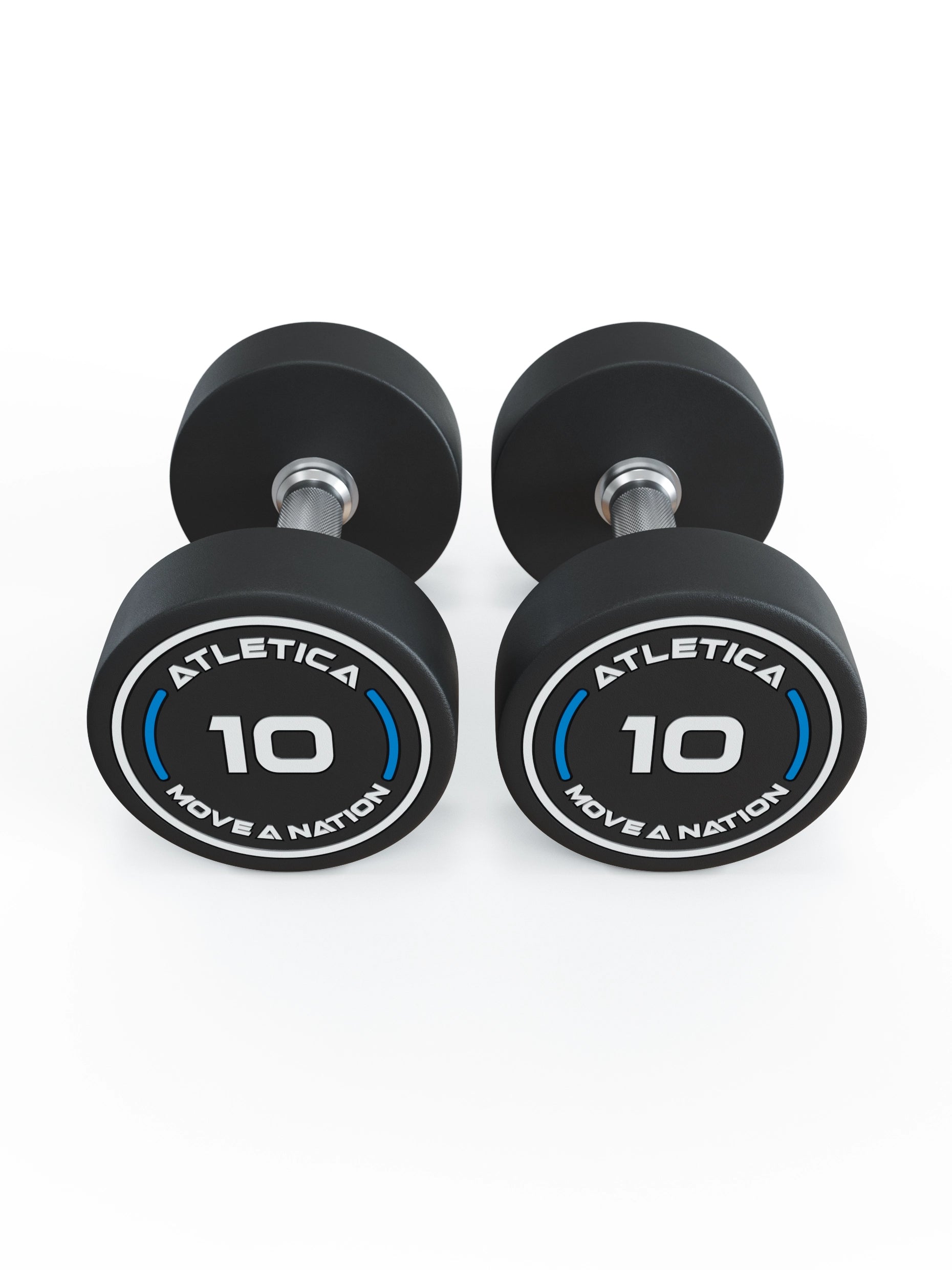 Gewichte: Rundhanteln, Polyurethan Rundhanteln (Paar)- Gerader Griff mit Hartchrom | CNC gefräster Stahlkern | Paarweise von 2.5 bis 60kg,