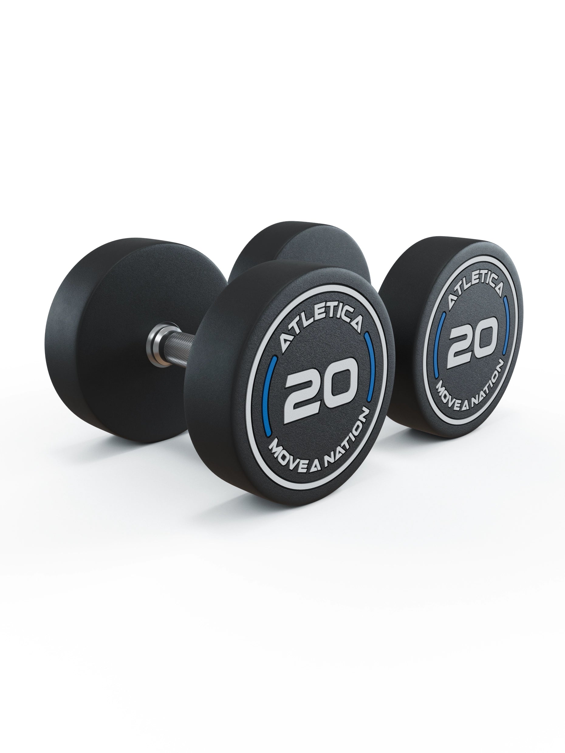 Gewichte: Rundhanteln, Polyurethan Rundhanteln (Paar)- Gerader Griff mit Hartchrom | CNC gefräster Stahlkern | Paarweise von 2.5 bis 60kg,