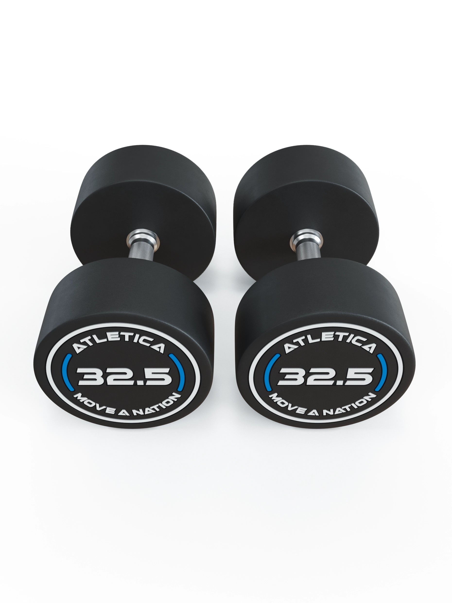 Gewichte: Rundhanteln, Polyurethan Rundhanteln (Paar)- Gerader Griff mit Hartchrom | CNC gefräster Stahlkern | Paarweise von 2.5 bis 60kg,