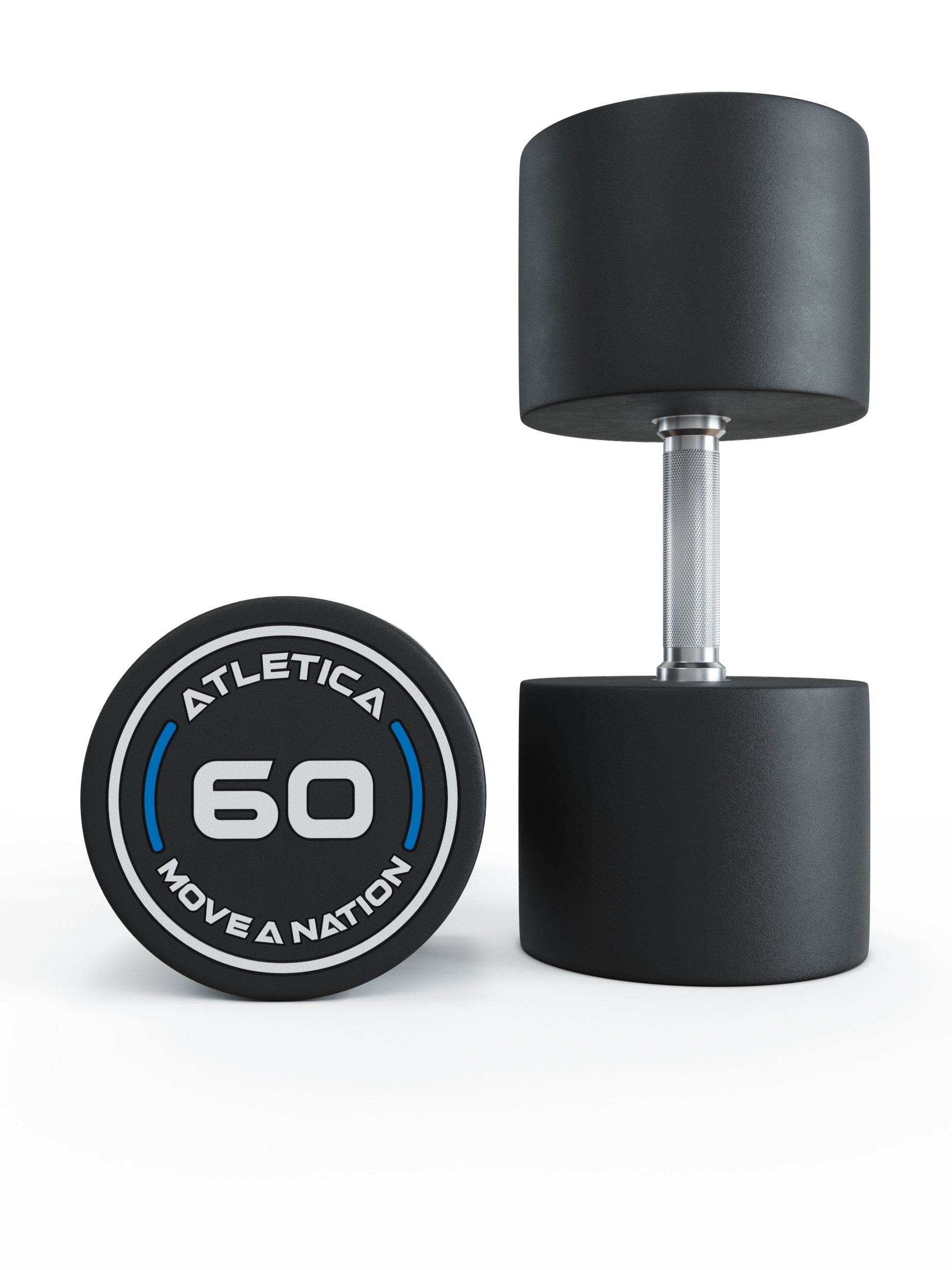 Gewichte: Rundhanteln, Polyurethan Rundhanteln (Paar)- Gerader Griff mit Hartchrom | CNC gefräster Stahlkern | Paarweise von 2.5 bis 60kg,