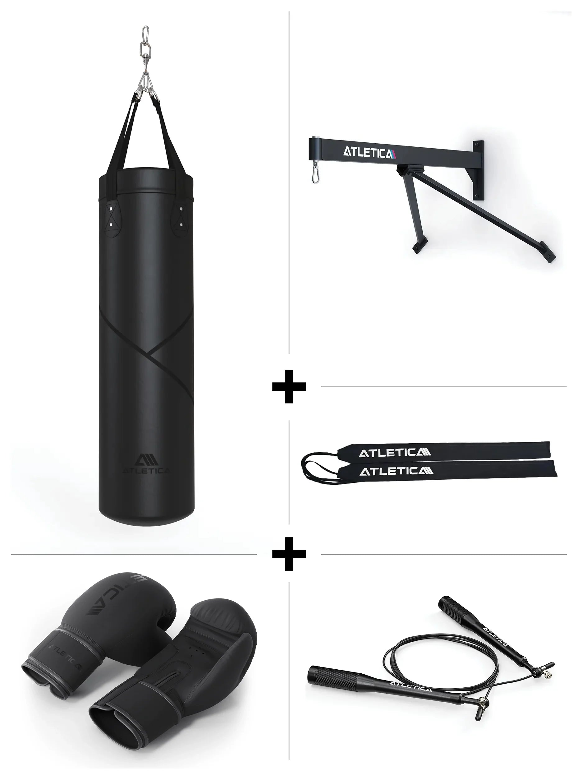 Box Training Set: Boxsack mit Gurt Wandhalterung | Bandagen | Speed Rope Springseil