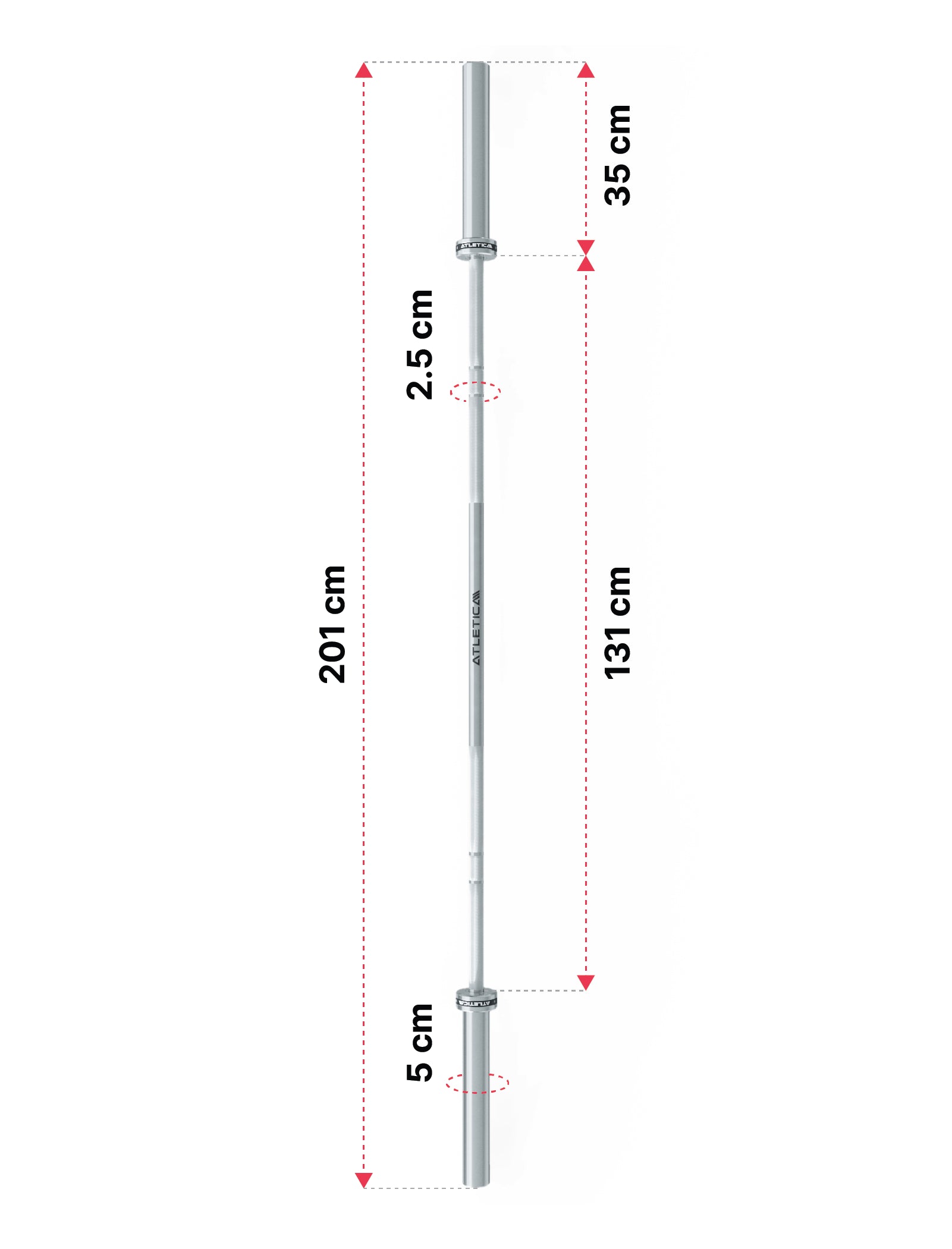 Kappa Langhantel von Atletica: Dimensionen