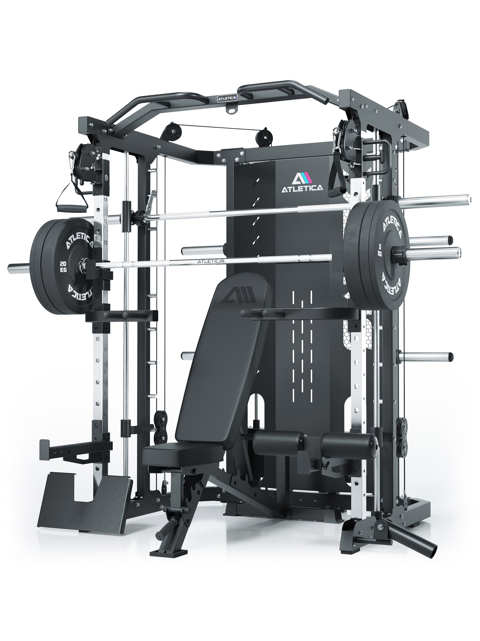 Kraftstation SWAT mit Multipresse, Hantelbank und Gewichte von Atletica: