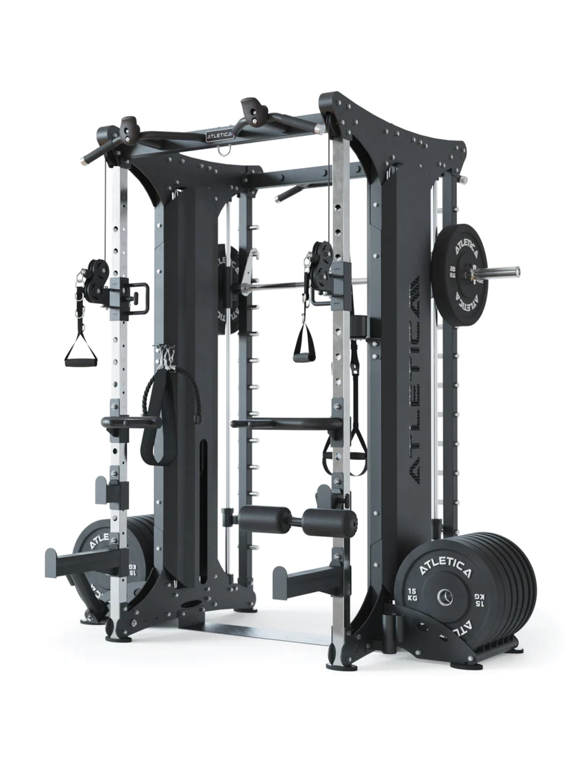 Kraftstation mit Steckgewichten, Doppelseitige Smith Maschine X-Dual: Studio Qualität, 472kg Eigengewicht,