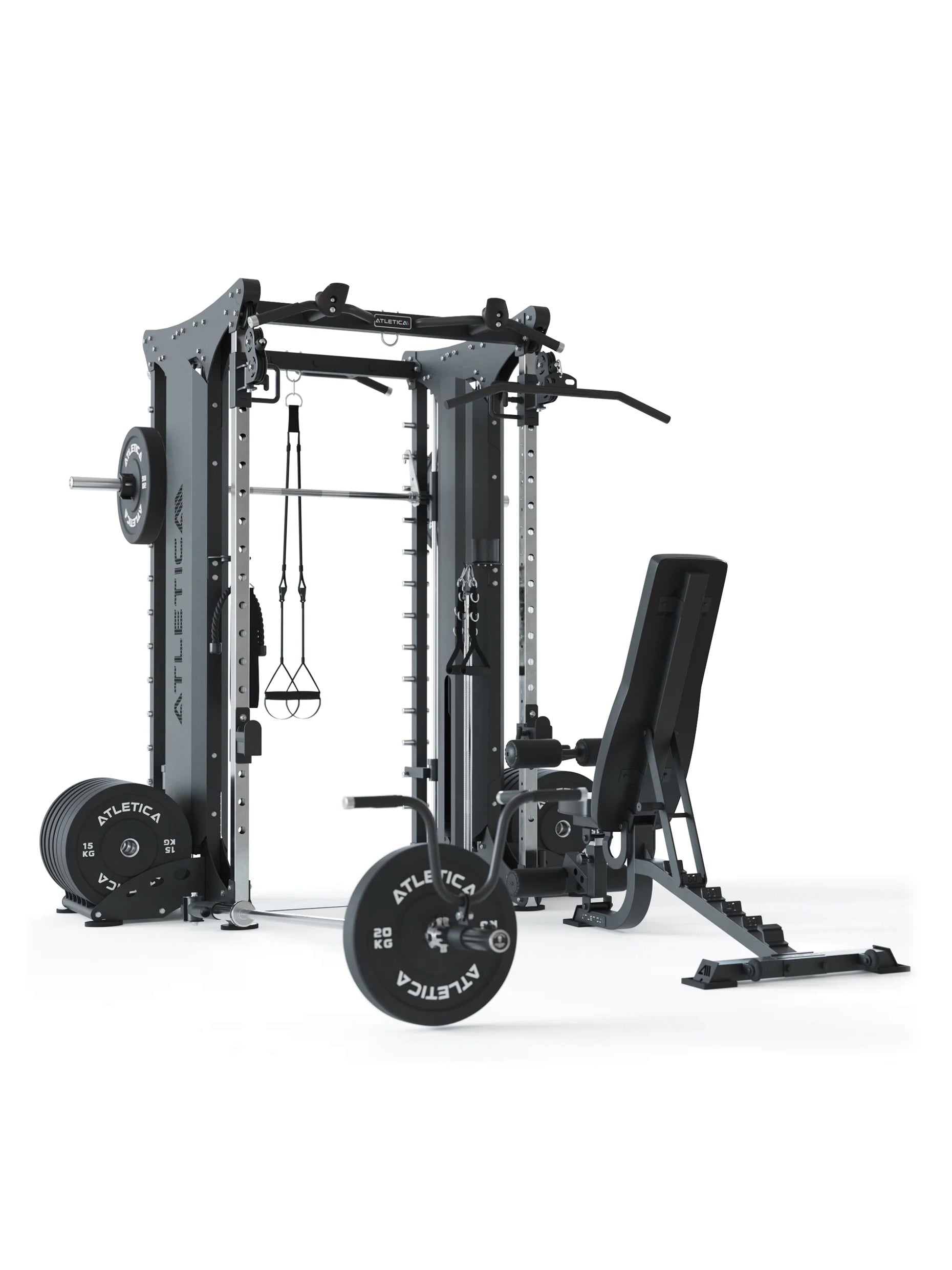 Kraftstation mit Steckgewichten, Doppelseitige Smith Maschine X-Dual: Training zu zweit