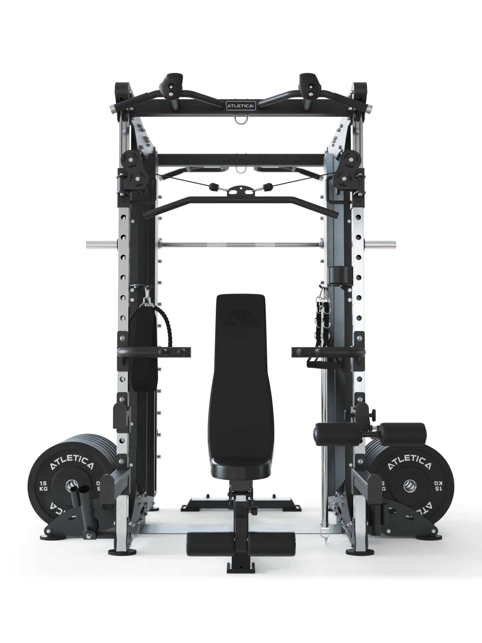 Kraftstation mit Steckgewichten, Doppelseitige Smith Maschine X-Dual: zwei separat aufgebaute Einheiten