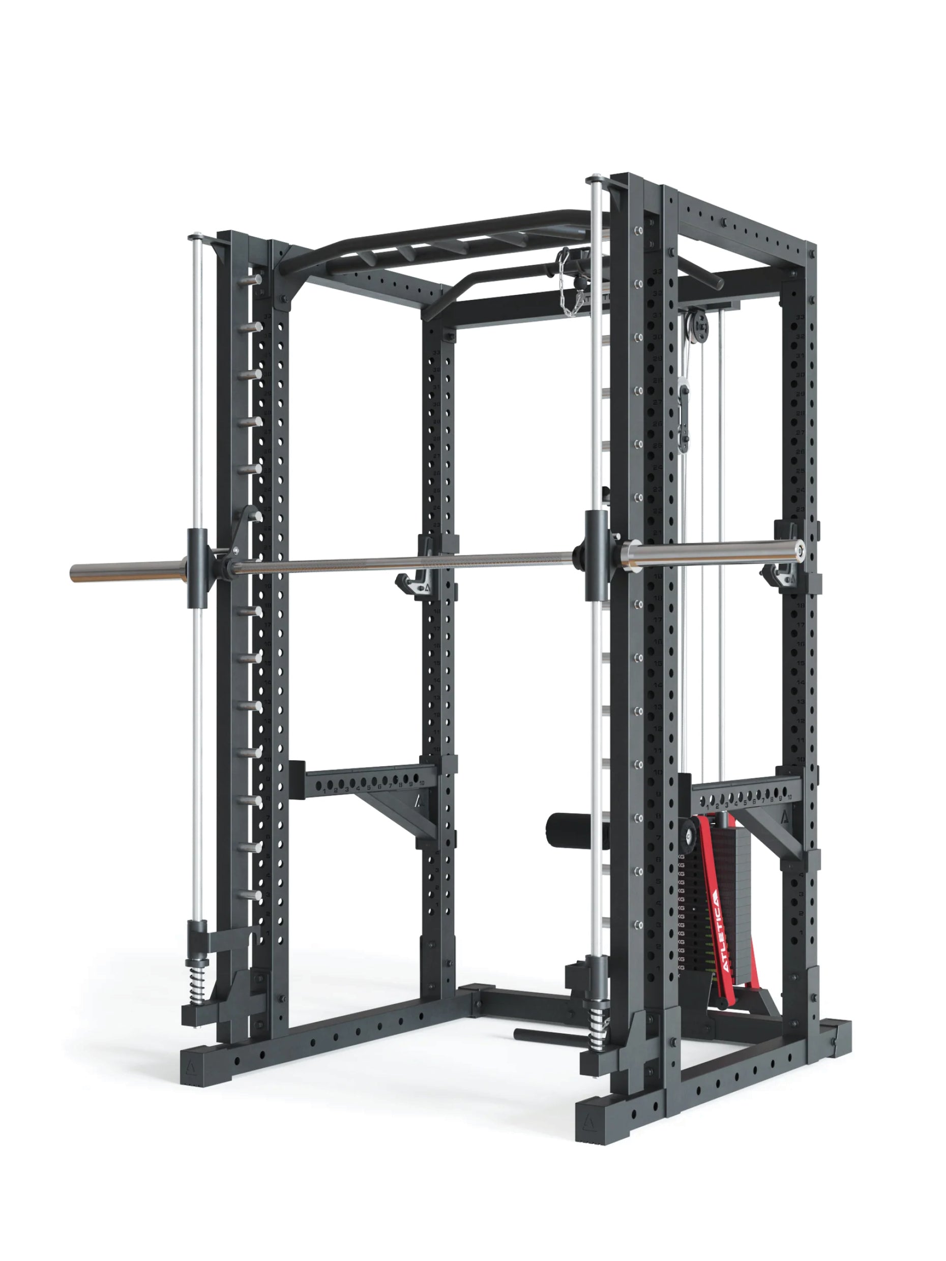 Power Rack R7-Daemon: Squat Rack mit Latzug und Smith Machine,