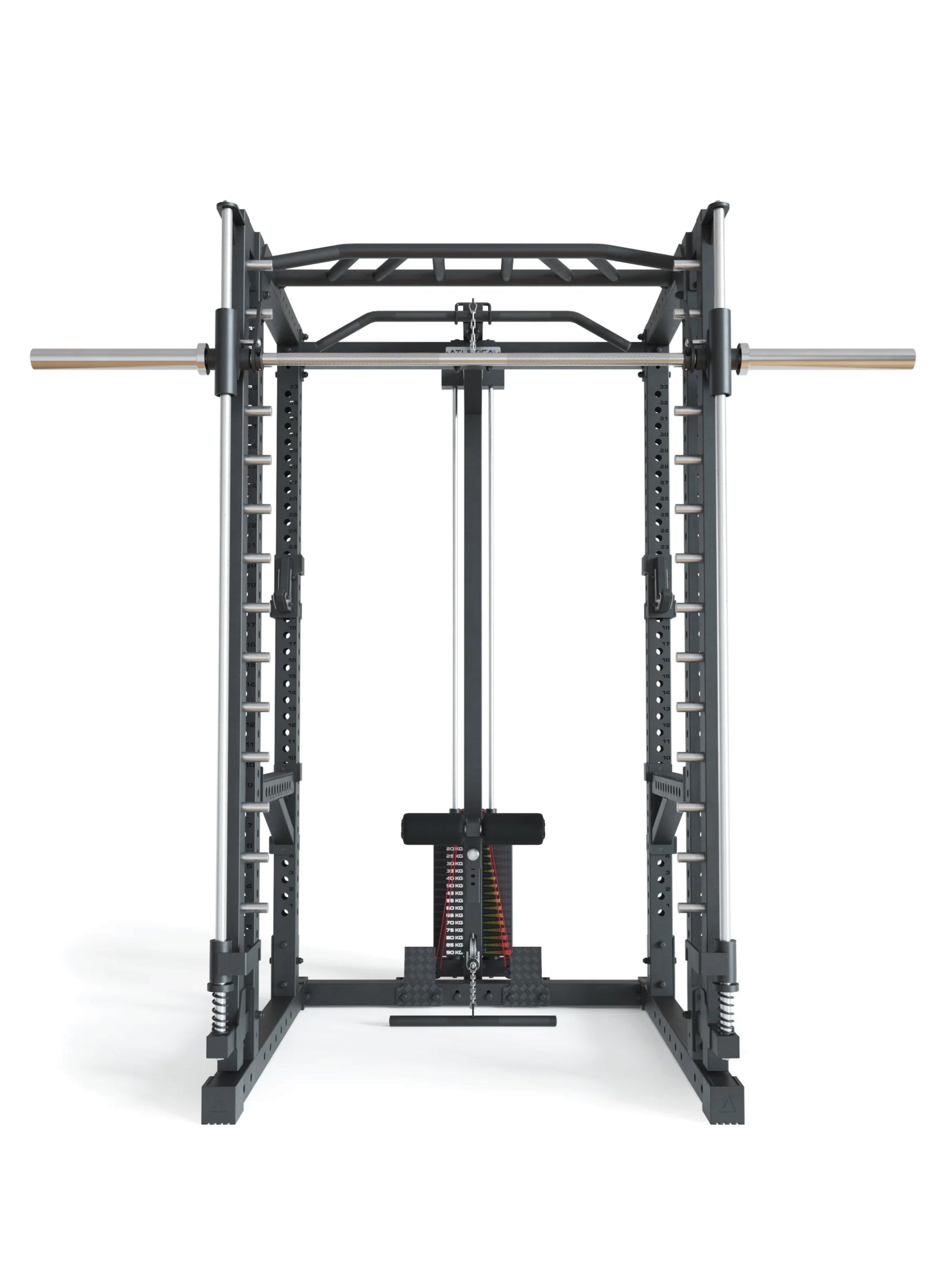 Power Rack R7-Daemon: Squat Rack mit Latzug und Smith Machine,