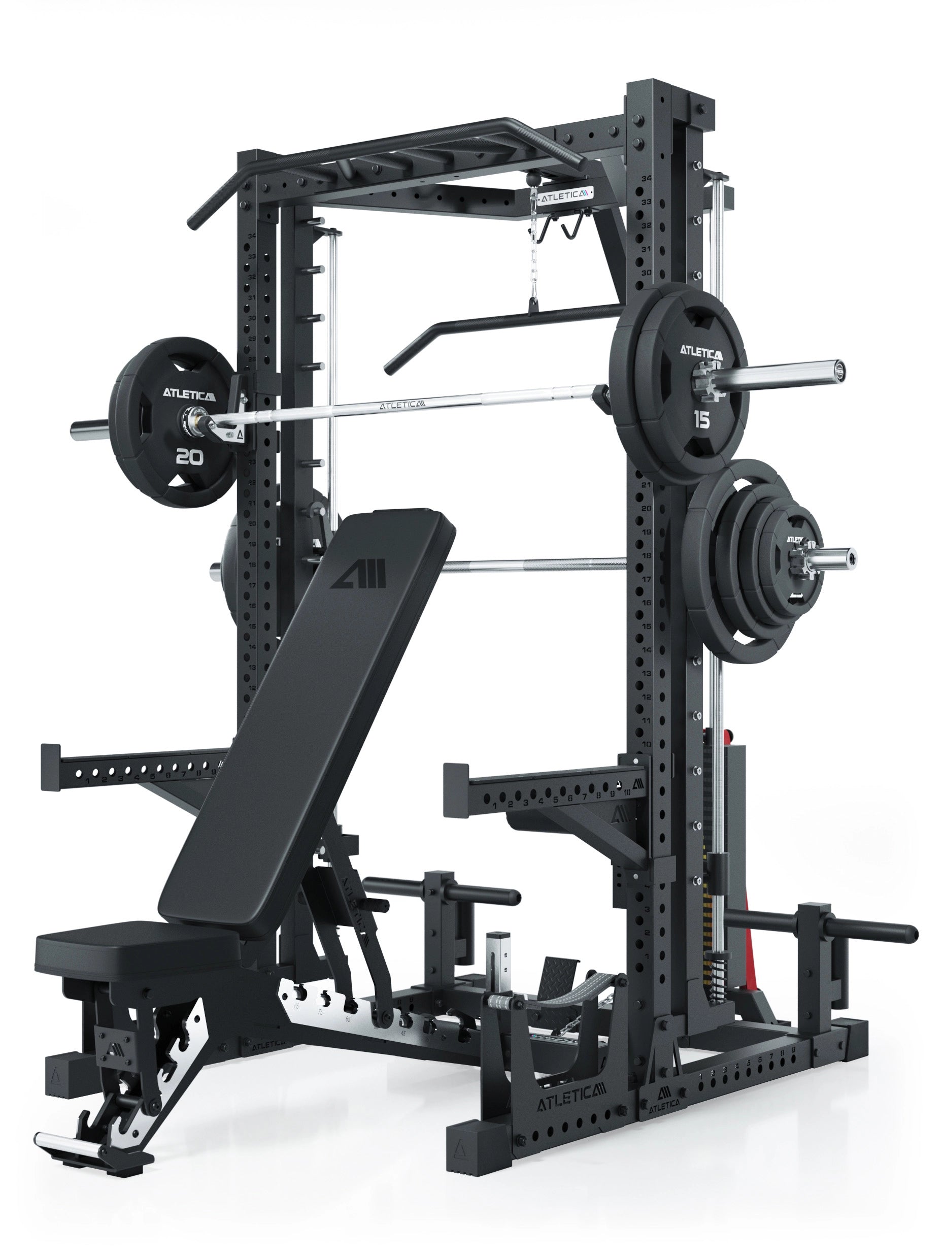 Squat Rack Nemesis mit Multipresse und 125kg Latzug 70x70 Uprights R7 Serie