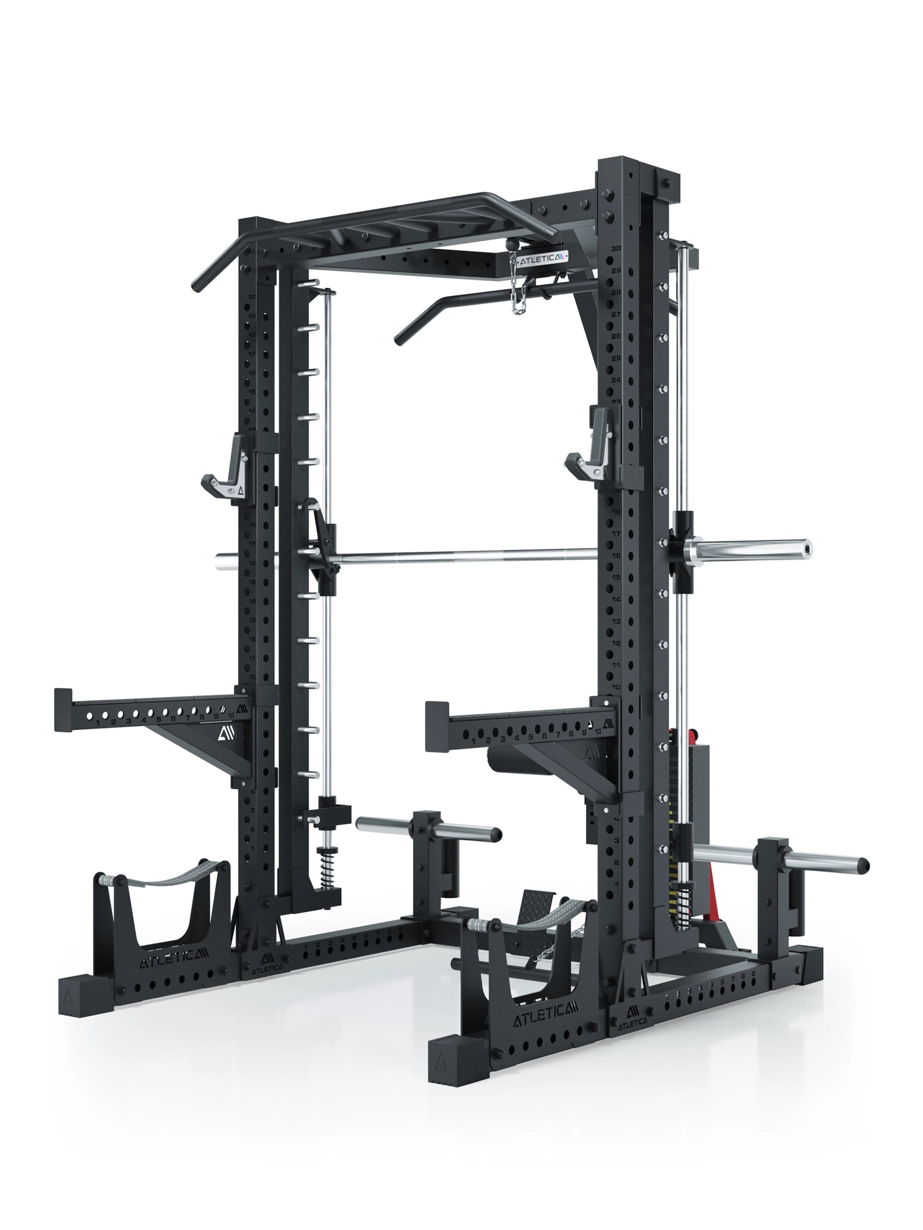 ATLETICA R7 Squat Rack mit Multipresse und 125kg Latzug Nemesis 70x70 Uprights R7 Serie #size_203-cm