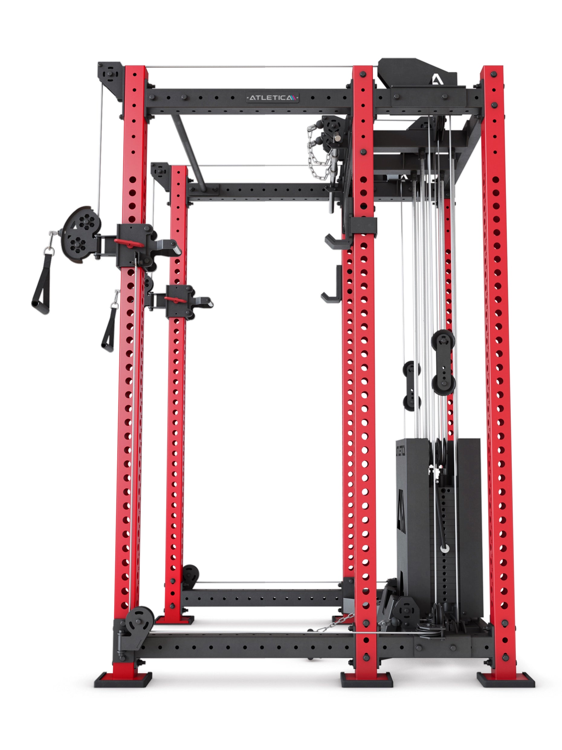 Power Rack R8-Alpha: Squat Rack & Kabelzug | 180kg Steckgewichte für Cable Cross, Latzug, Rudern | Klimmzugstange, J-Hooks | 6-Pfosten