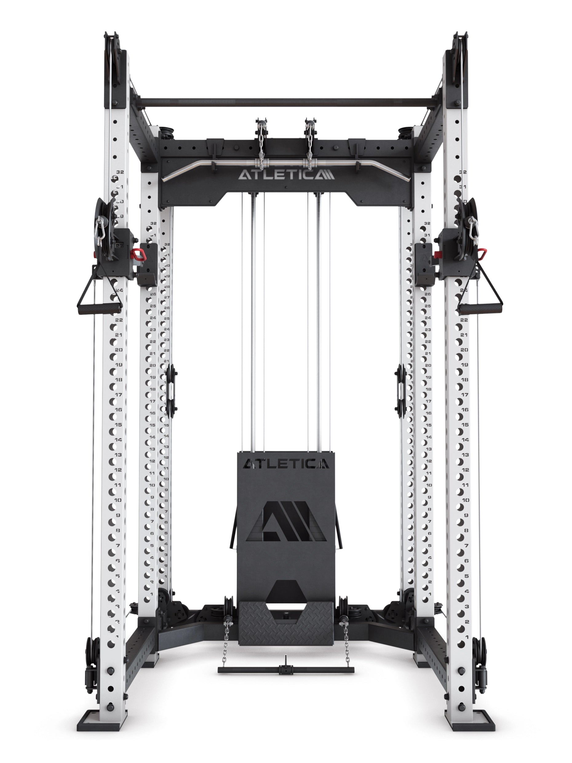 Power Rack R8-Alpha: Squat Rack & Kabelzug | 180kg Steckgewichte für Cable Cross, Latzug, Rudern | Klimmzugstange, J-Hooks | 6-Pfosten