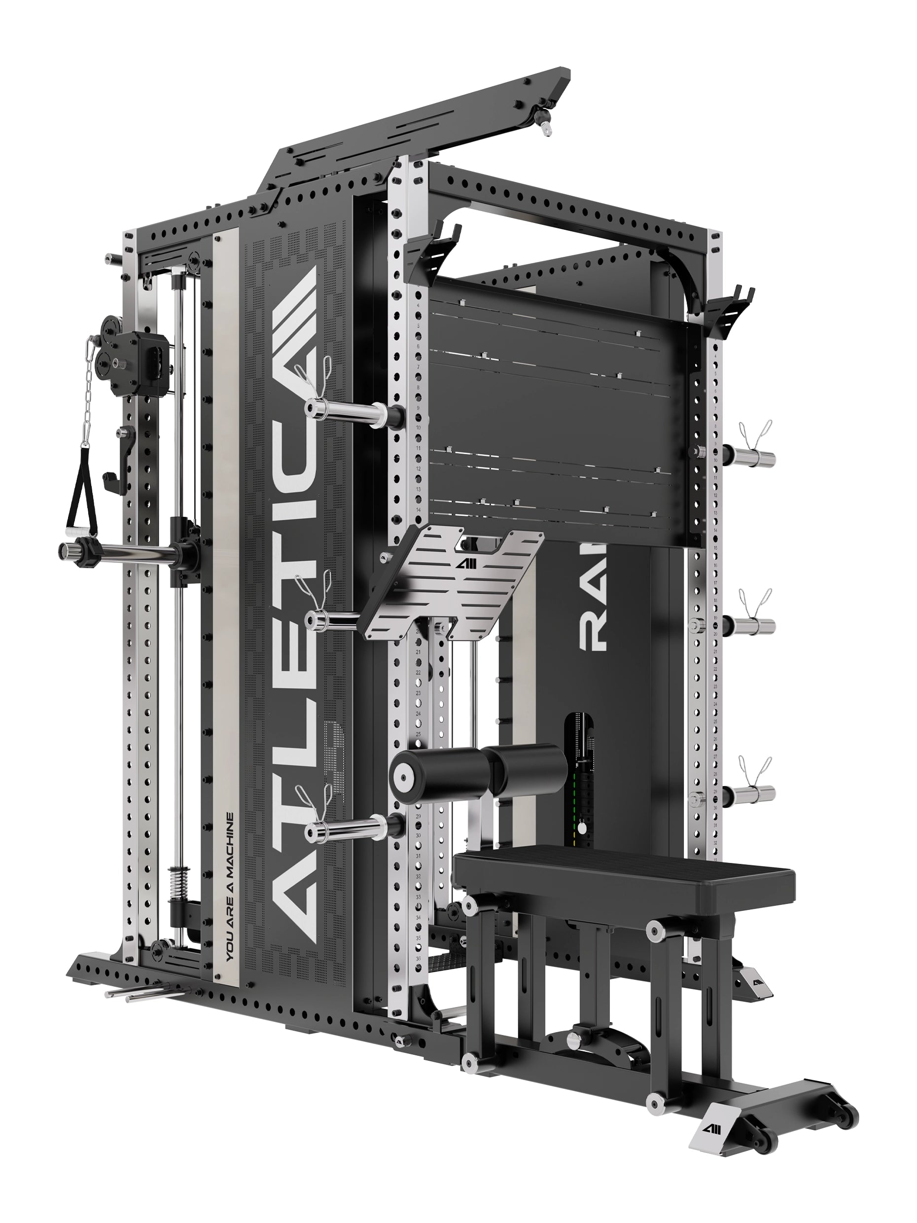 Kraftstation Rampage: mit integrierter Pull-Up Station – verschiedene Griffvarianten