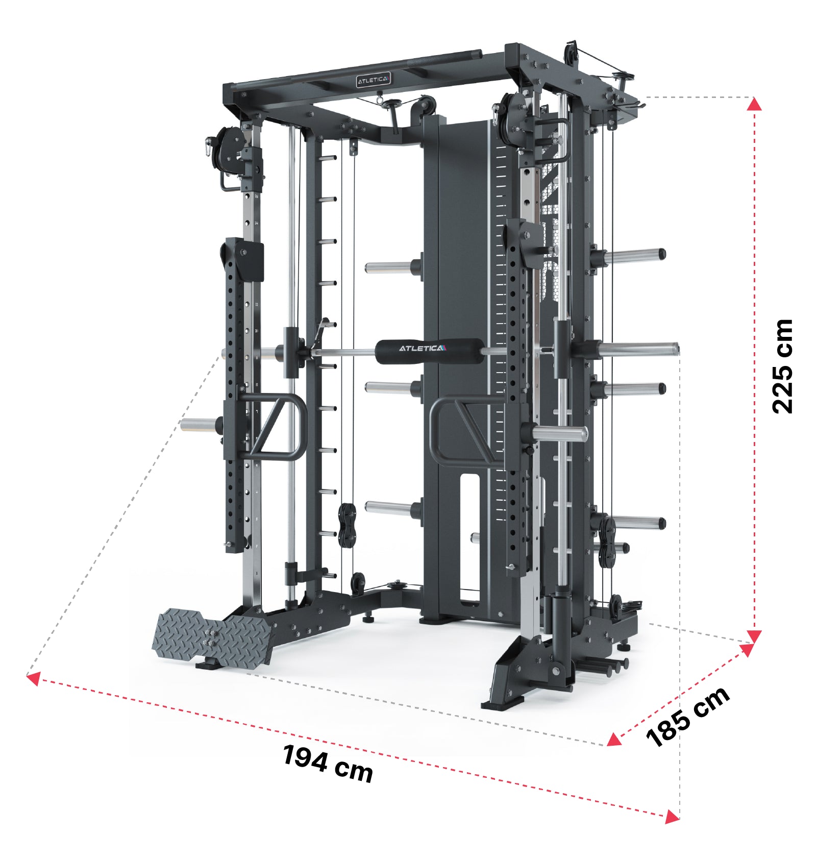 SEK FullForce Set Multipresse von Atletica: Dimensionen