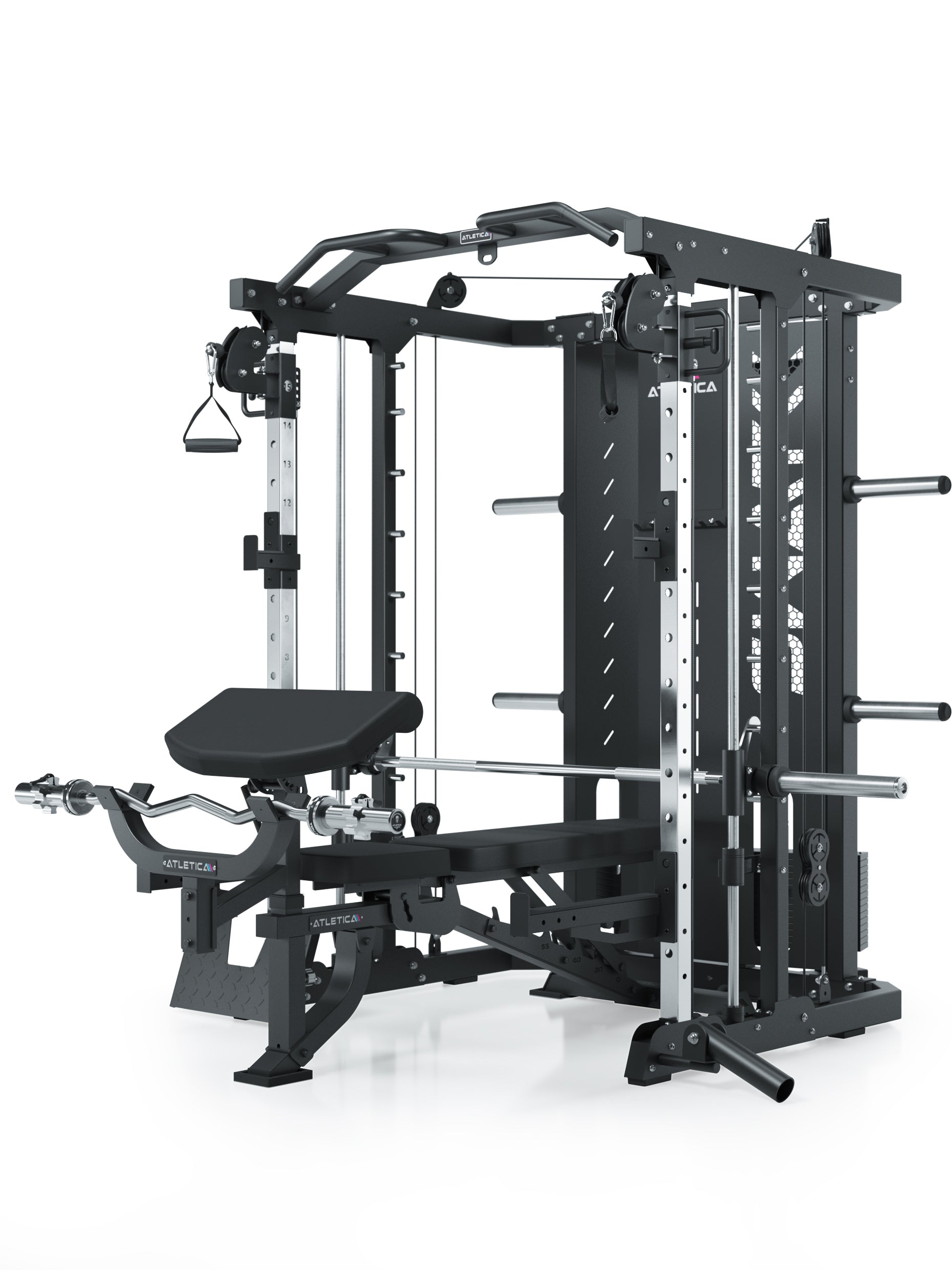 Kraftmaschinen: SWAT Inkl. Smith Machine & Dualer Kabelzug Station mit 2x75 kg Gewichtsblock,