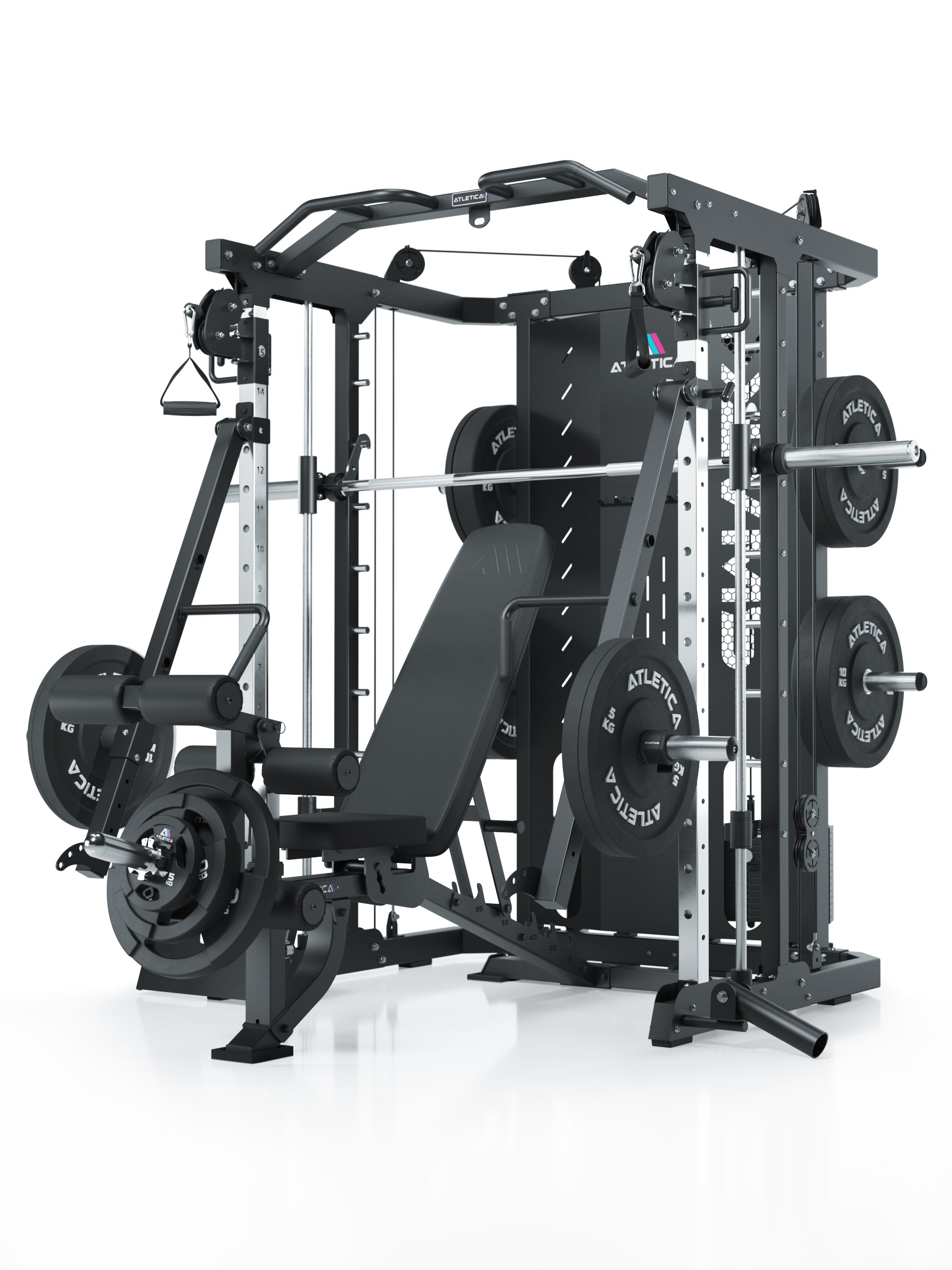 Kraftstation SWAT mit Multipresse und Hantelbank mit Leg Option: