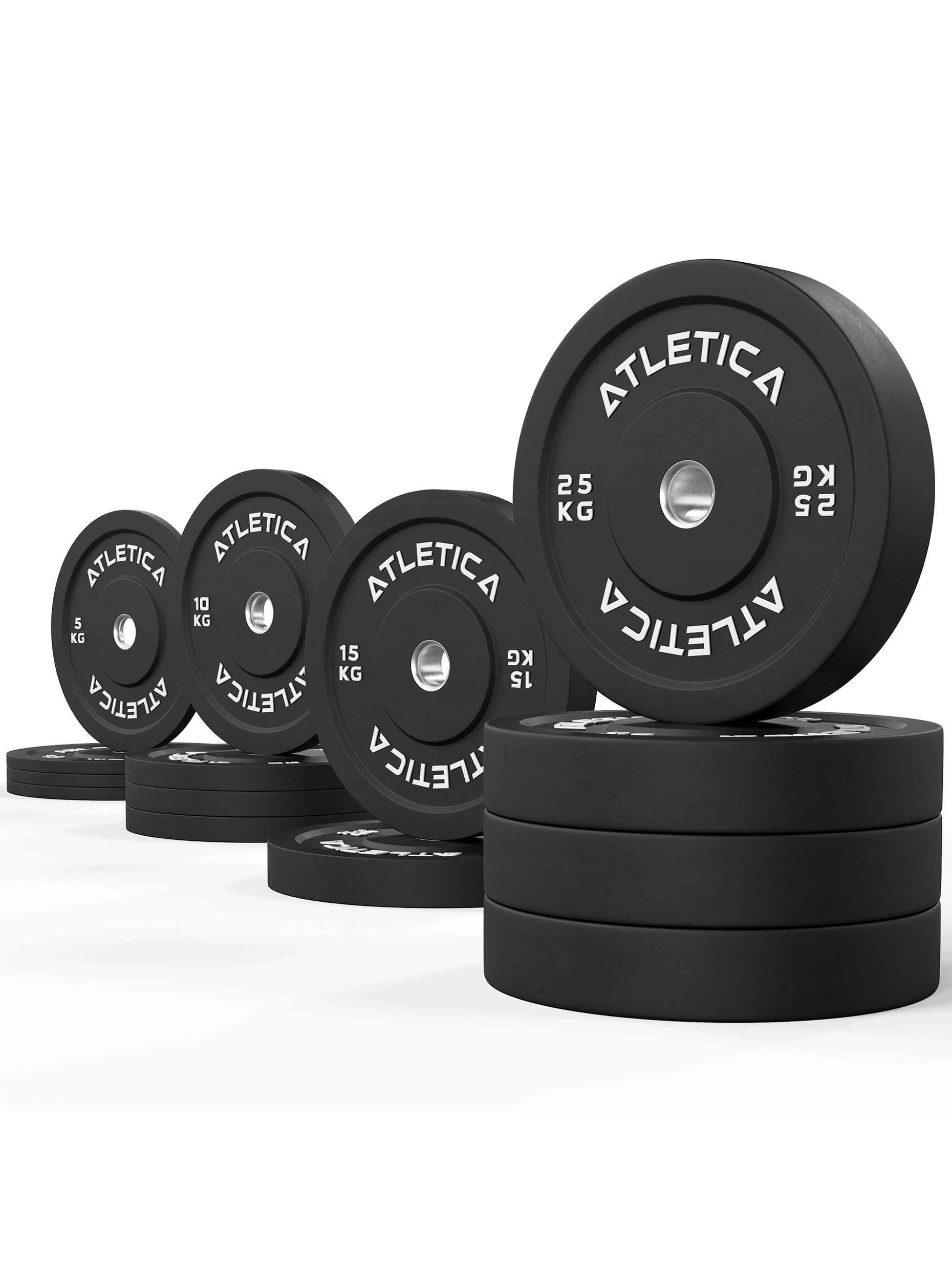 Bumper Plates Gewichte:190 kg Gewichtsscheiben bestehend aus 4x 5 kg ∣ 4x 10 kg ∣ 2x 15 kg ∣ 4x 25 kg | 50 mm