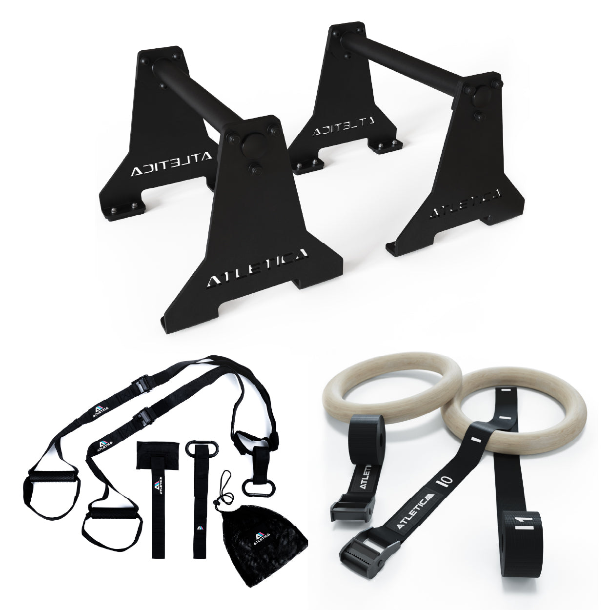 Upper Body Warm-Up Set 2: Parallettes, Holz-Turnringe, Schlingentrainer