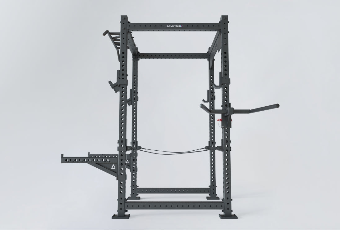 R8 Soundwave Power Rack mit Zubehör: Safety Straps, Dip Station, Safety Spotter Arme