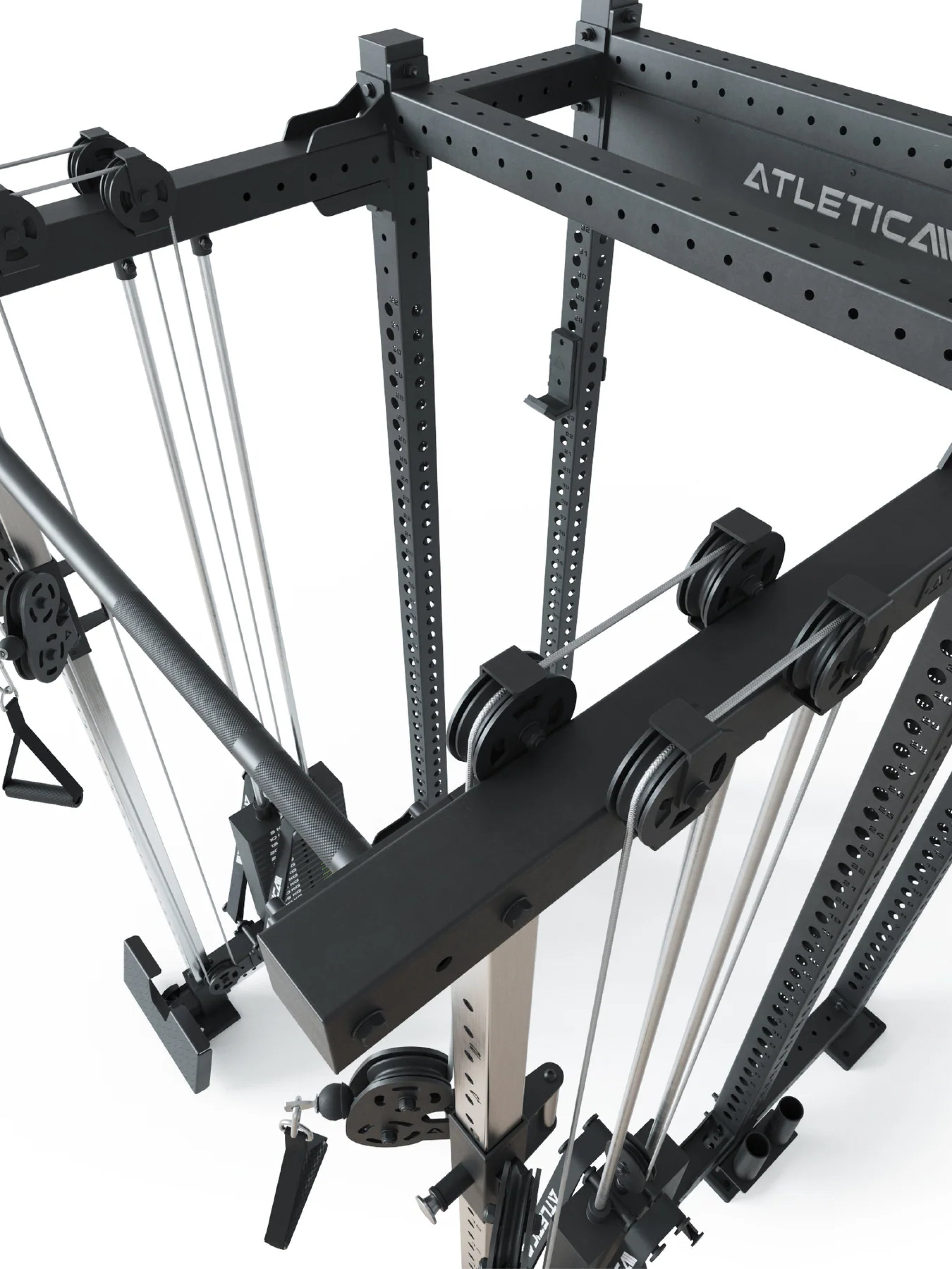 Half Rack R8-Duality Pro Shallow: 2x90 kg Steckgewicht | Pull-Up Bar, J-Cups, Logo Plate, Bar Holder