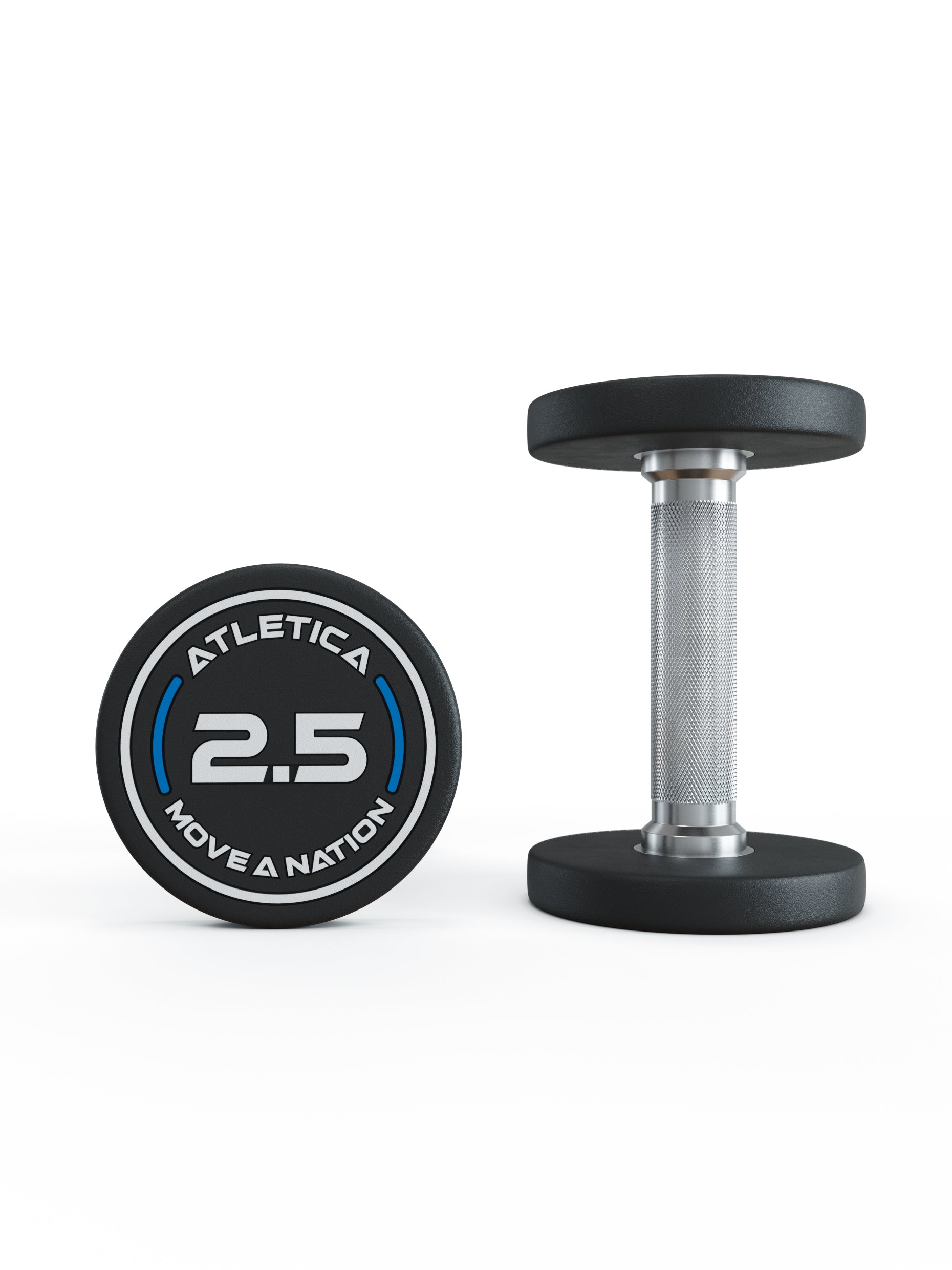 Gewichte: Rundhanteln, Polyurethan Rundhanteln (Paar)- Gerader Griff mit Hartchrom | CNC gefräster Stahlkern | Paarweise von 2.5 bis 60kg, 