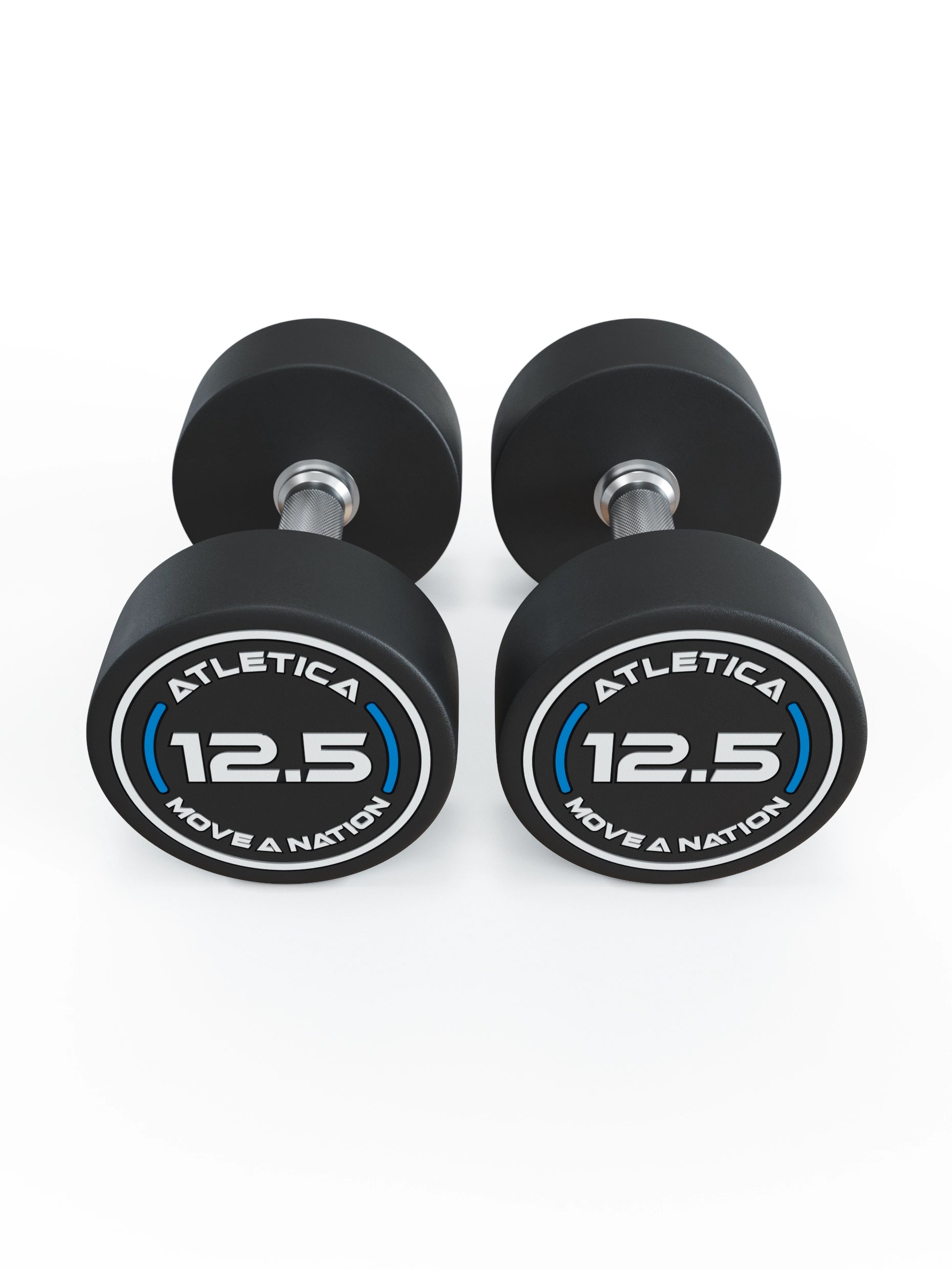 Gewichte: Rundhanteln, Polyurethan Rundhanteln (Paar)- Gerader Griff mit Hartchrom | CNC gefräster Stahlkern | Paarweise von 2.5 bis 60kg, 