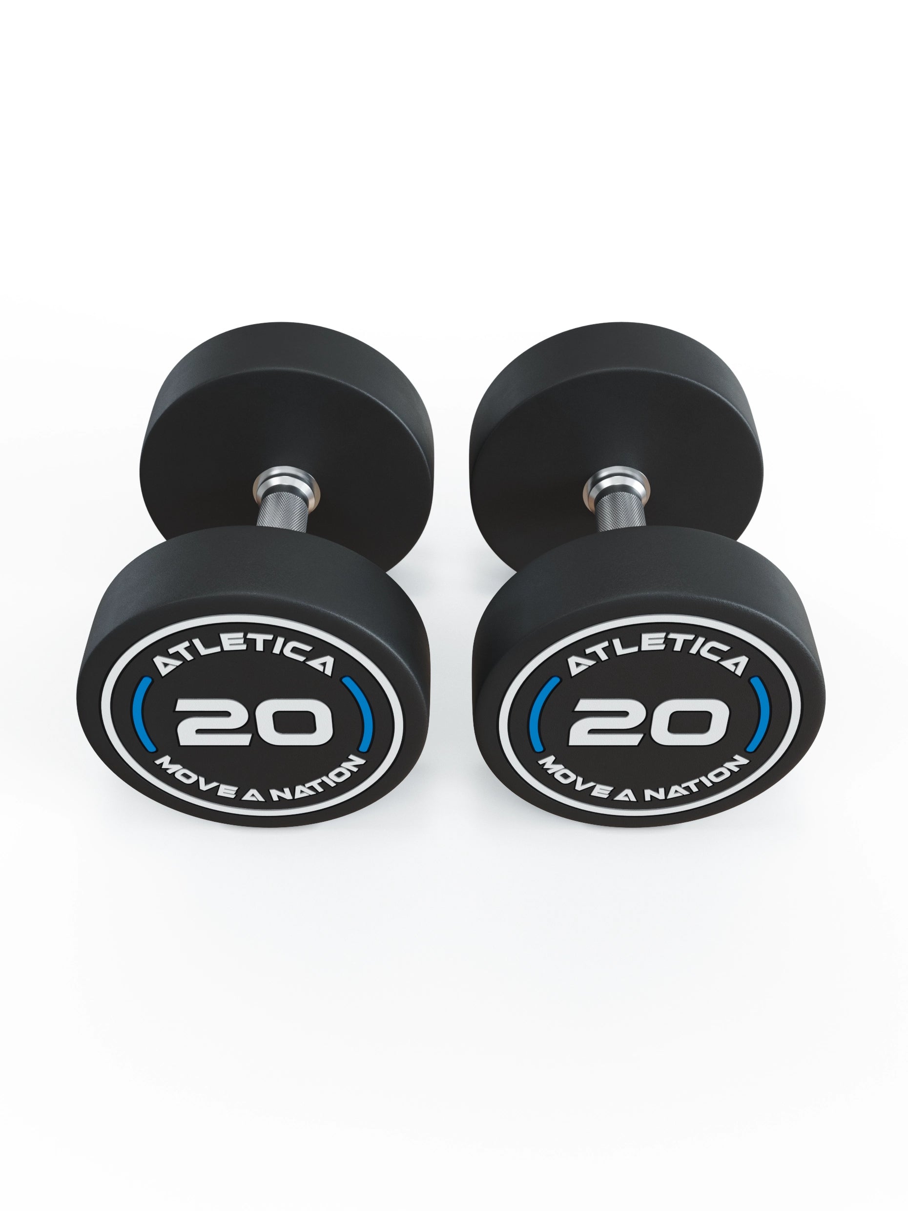 Gewichte: Rundhanteln, Polyurethan Rundhanteln (Paar)- Gerader Griff mit Hartchrom | CNC gefräster Stahlkern | Paarweise von 2.5 bis 60kg, 