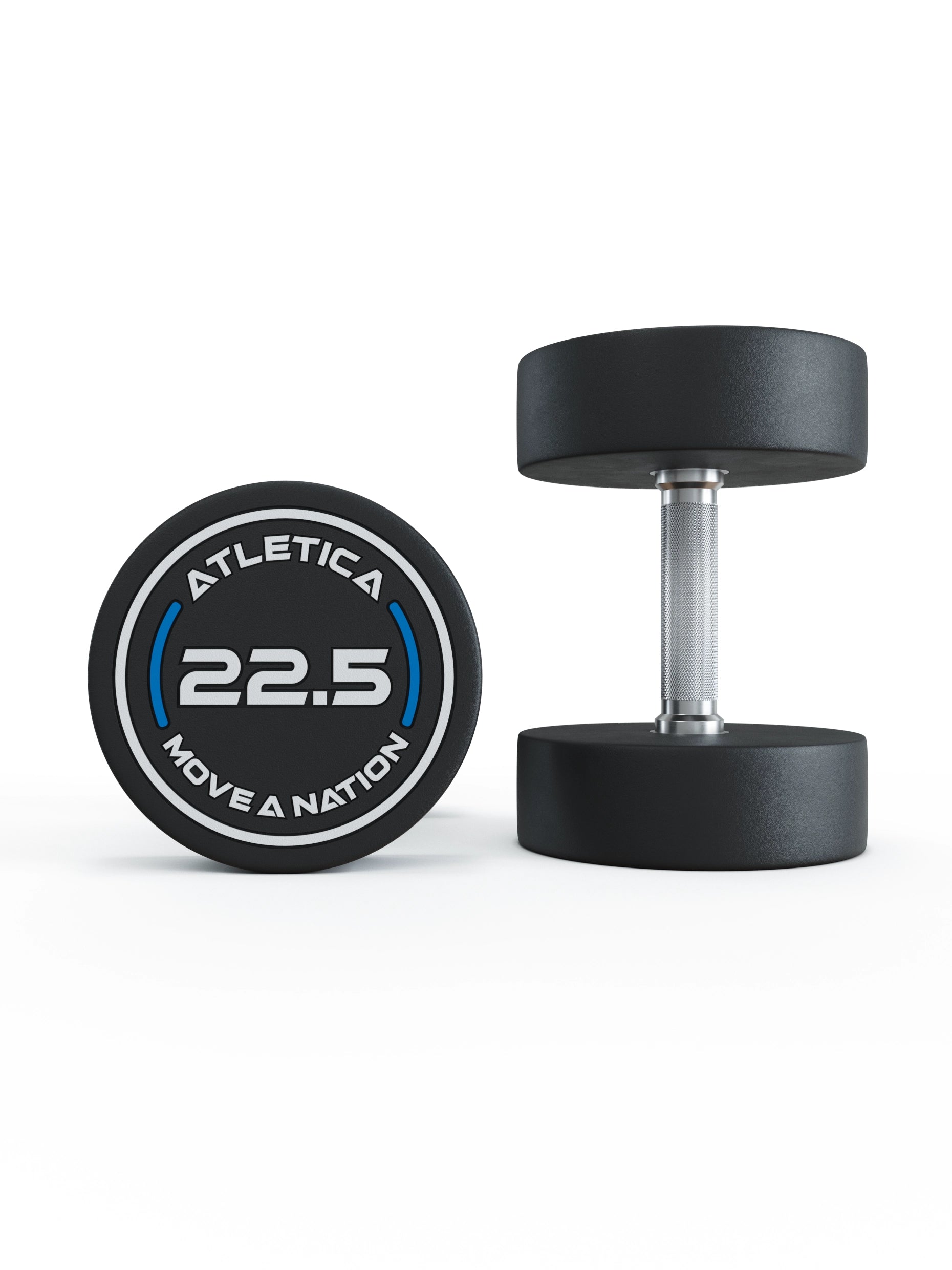 Gewichte: Rundhanteln, Polyurethan Rundhanteln (Paar)- Gerader Griff mit Hartchrom | CNC gefräster Stahlkern | Paarweise von 2.5 bis 60kg, 