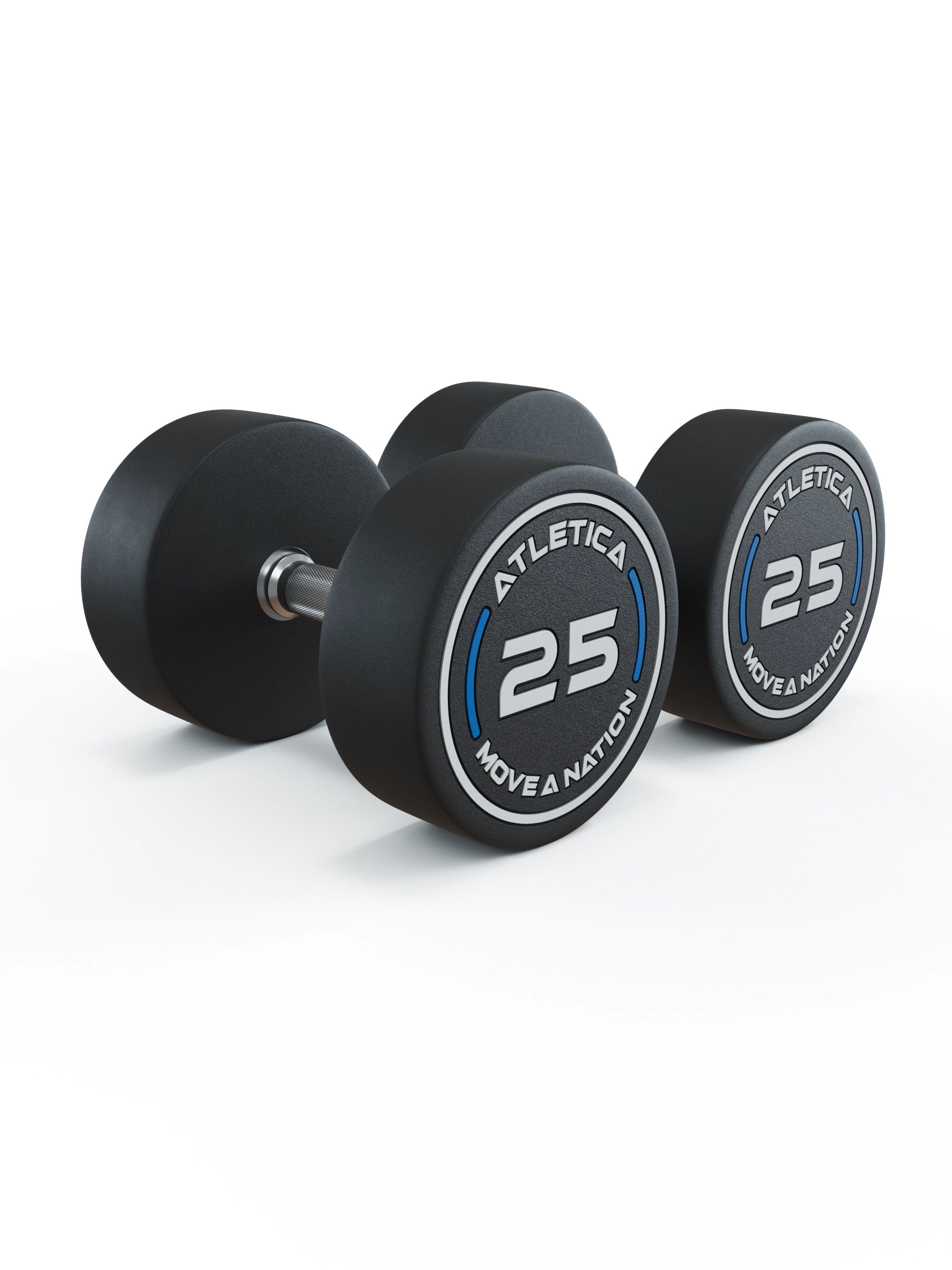 Gewichte: Rundhanteln, Polyurethan Rundhanteln (Paar)- Gerader Griff mit Hartchrom | CNC gefräster Stahlkern | Paarweise von 2.5 bis 60kg, 