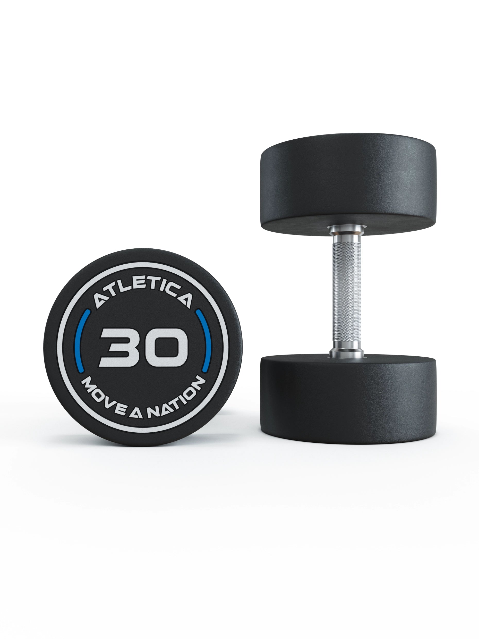 Gewichte: Rundhanteln, Polyurethan Rundhanteln (Paar)- Gerader Griff mit Hartchrom | CNC gefräster Stahlkern | Paarweise von 2.5 bis 60kg, 