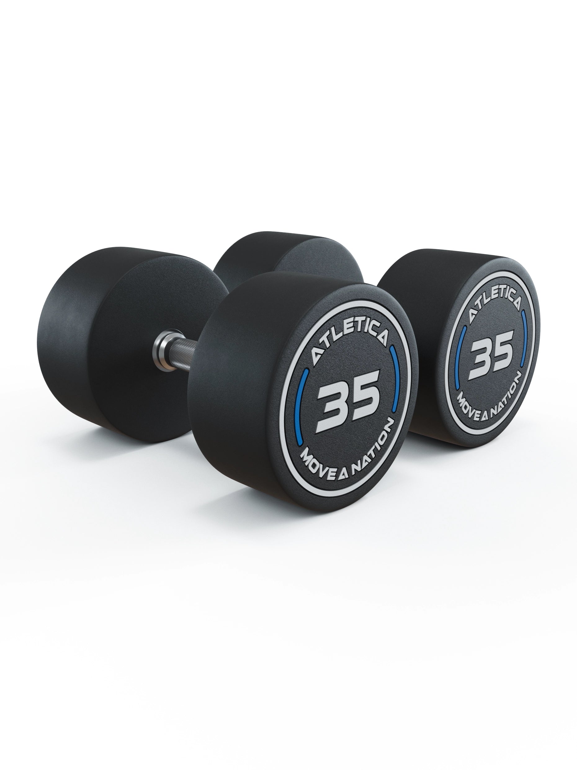 Gewichte: Rundhanteln, Polyurethan Rundhanteln (Paar)- Gerader Griff mit Hartchrom | CNC gefräster Stahlkern | Paarweise von 2.5 bis 60kg, 