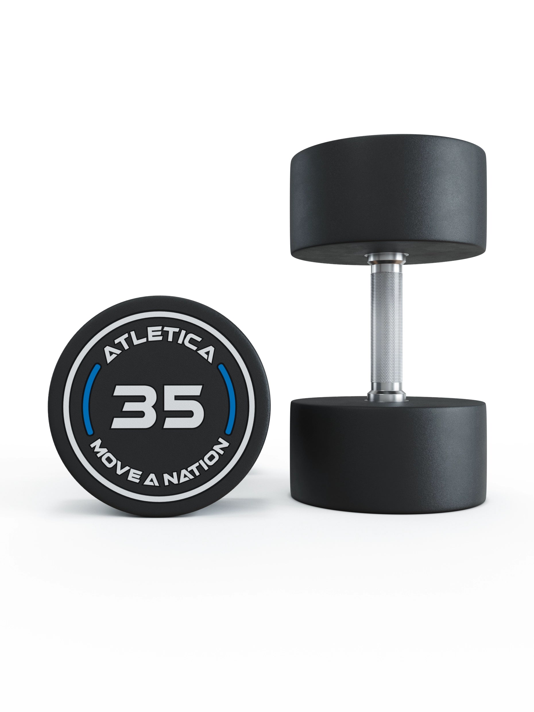 Gewichte: Rundhanteln, Polyurethan Rundhanteln (Paar)- Gerader Griff mit Hartchrom | CNC gefräster Stahlkern | Paarweise von 2.5 bis 60kg, 