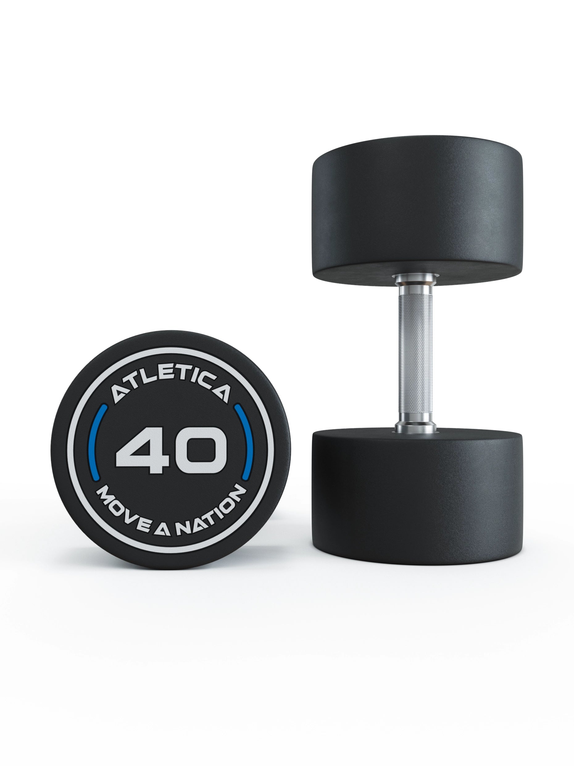 Gewichte: Rundhanteln, Polyurethan Rundhanteln (Paar)- Gerader Griff mit Hartchrom | CNC gefräster Stahlkern | Paarweise von 2.5 bis 60kg, 