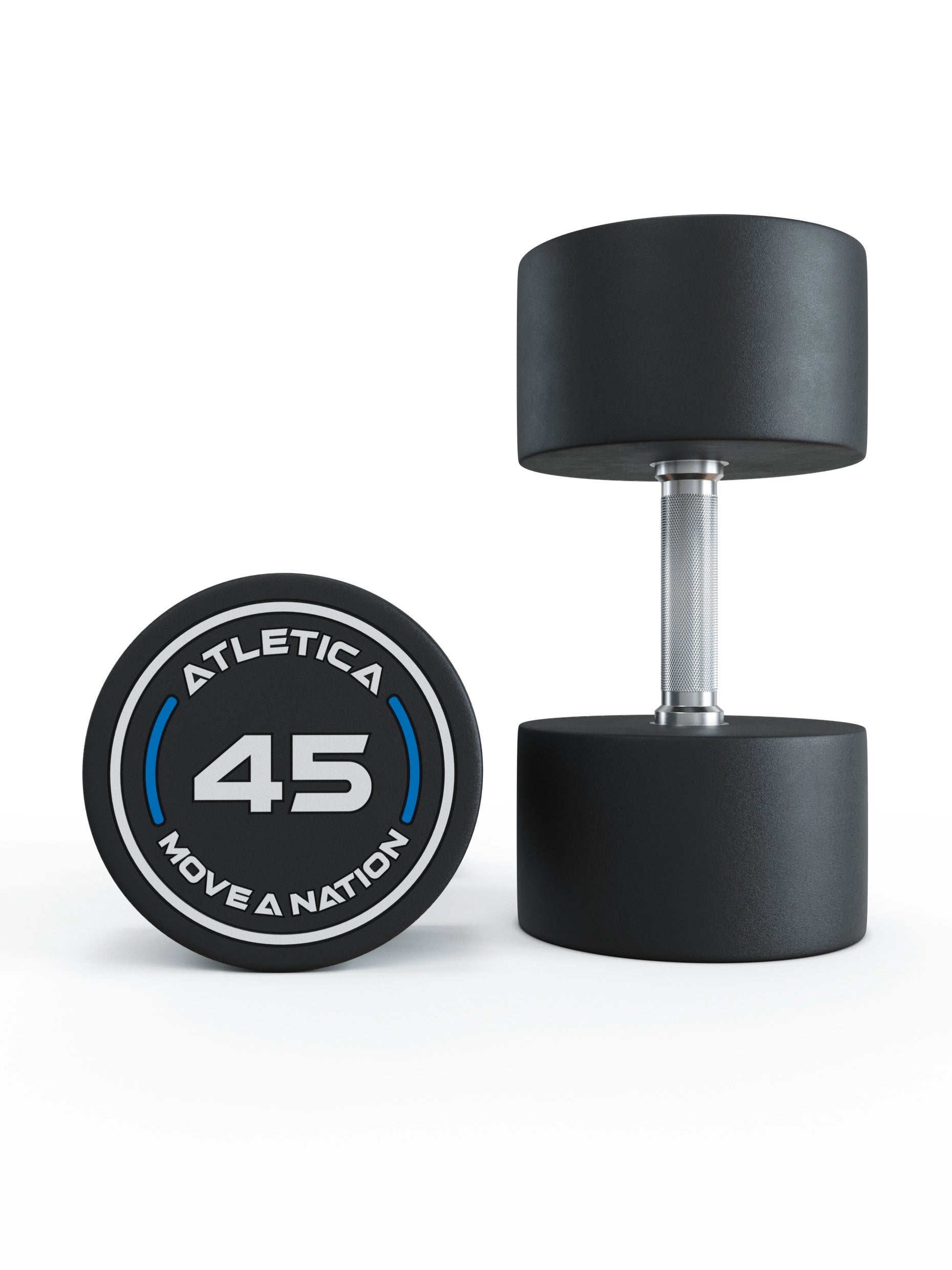 Gewichte: Rundhanteln, Polyurethan Rundhanteln (Paar)- Gerader Griff mit Hartchrom | CNC gefräster Stahlkern | Paarweise von 2.5 bis 60kg, 