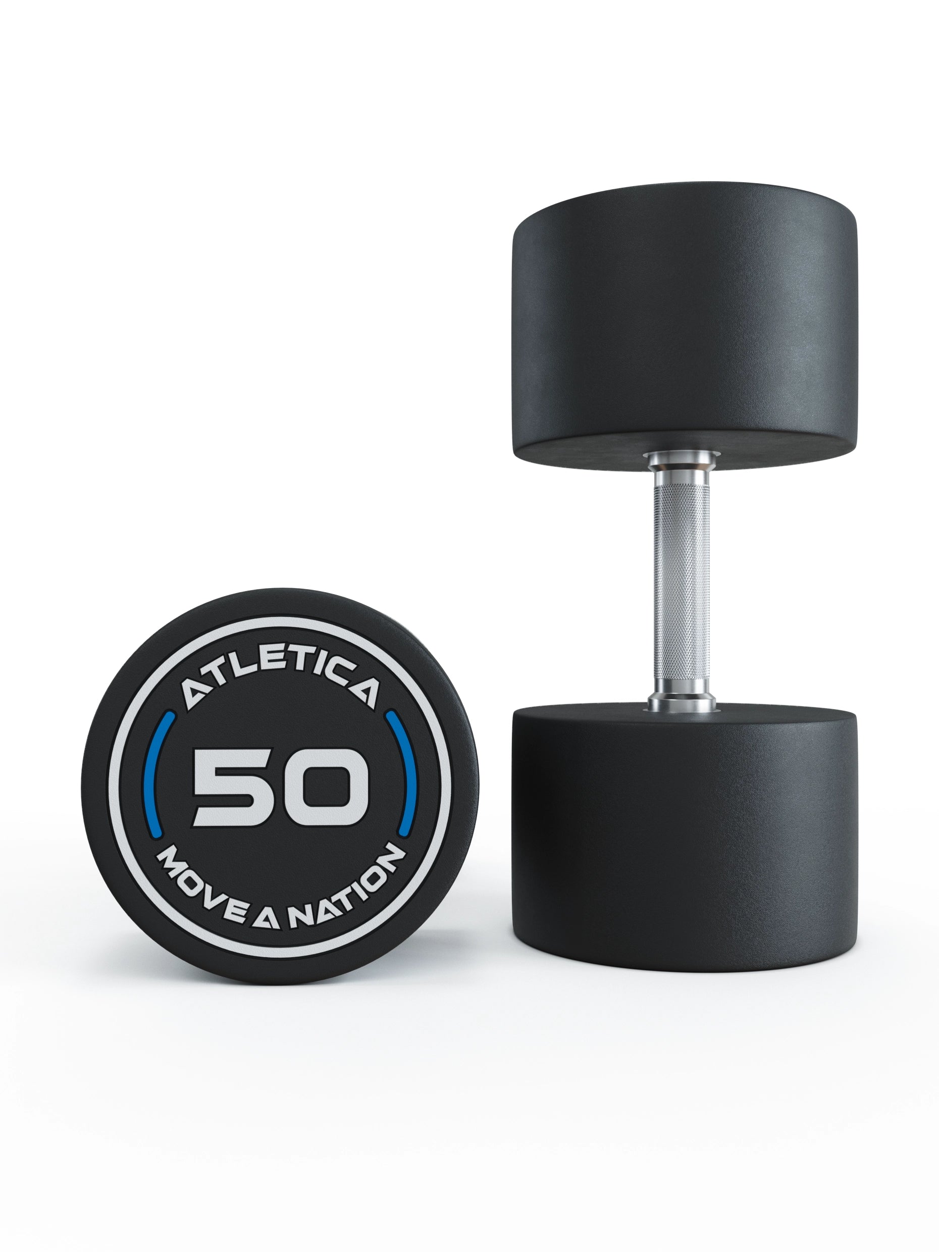 Gewichte: Rundhanteln, Polyurethan Rundhanteln (Paar)- Gerader Griff mit Hartchrom | CNC gefräster Stahlkern | Paarweise von 2.5 bis 60kg, 