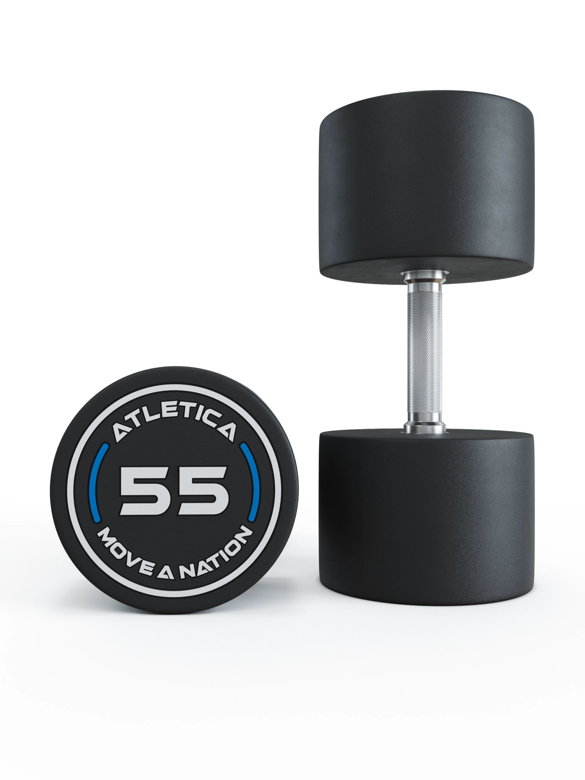 Gewichte: Rundhanteln, Polyurethan Rundhanteln (Paar)- Gerader Griff mit Hartchrom | CNC gefräster Stahlkern | Paarweise von 2.5 bis 60kg, 