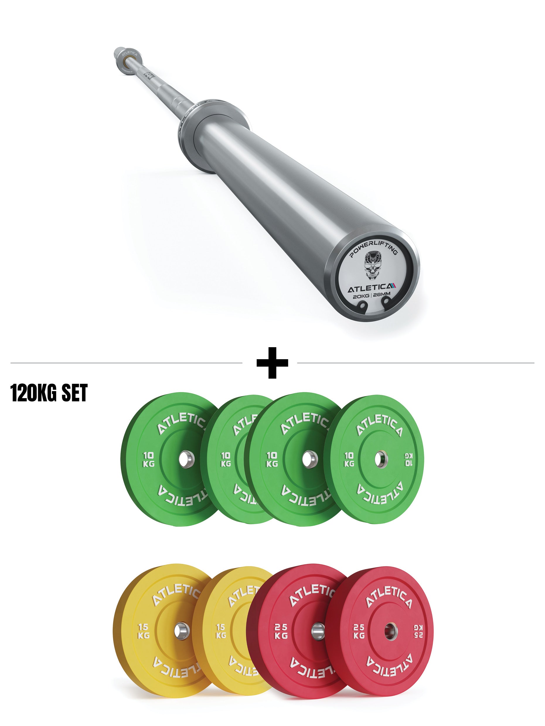 Gamma Spectrum Set I Gamma Chrome Langhantel & 100kg Color Bumper Plates
