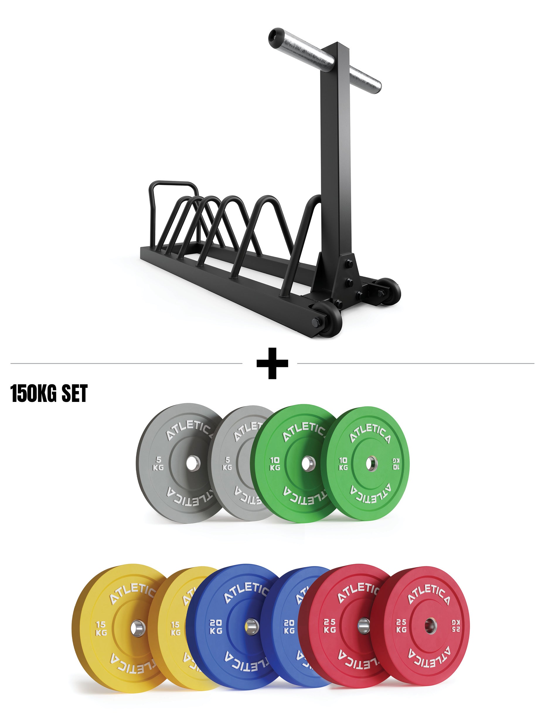Hantelscheibenablage Tusker Storage Vibe Set mit 150kg Color Bumper Plates