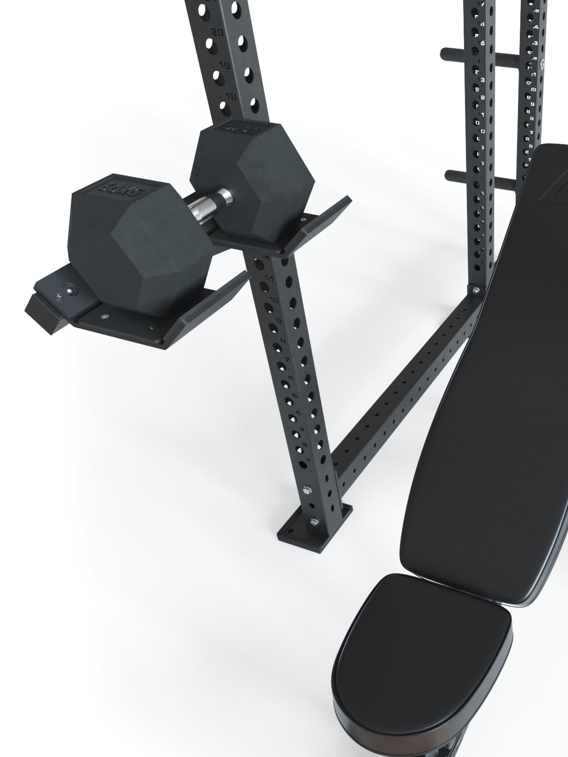 Power Racks Zubehör R8 Kurzhantel-Ablagen: Einfache Montage am Power Rack | Mehr Trainingskomfort | Reduzierte Verletzungsgefahr | Belastbarkeit 250kg