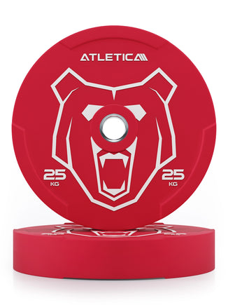 Reduzierter Bounce | Hochwertiger Gummi | Powerlifting und Gewichtheben | Widerstandsfähig & langlebig | Farbcode nach IWF-Standard I 25kg