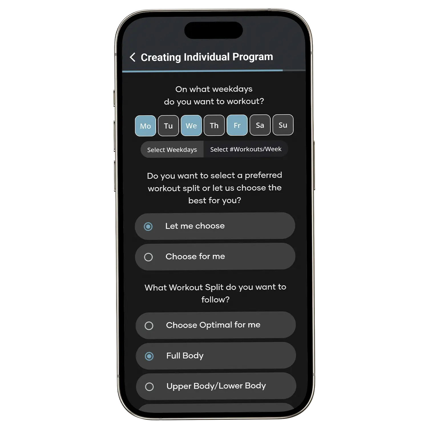 Atletica Training App: Zeitplan wählen