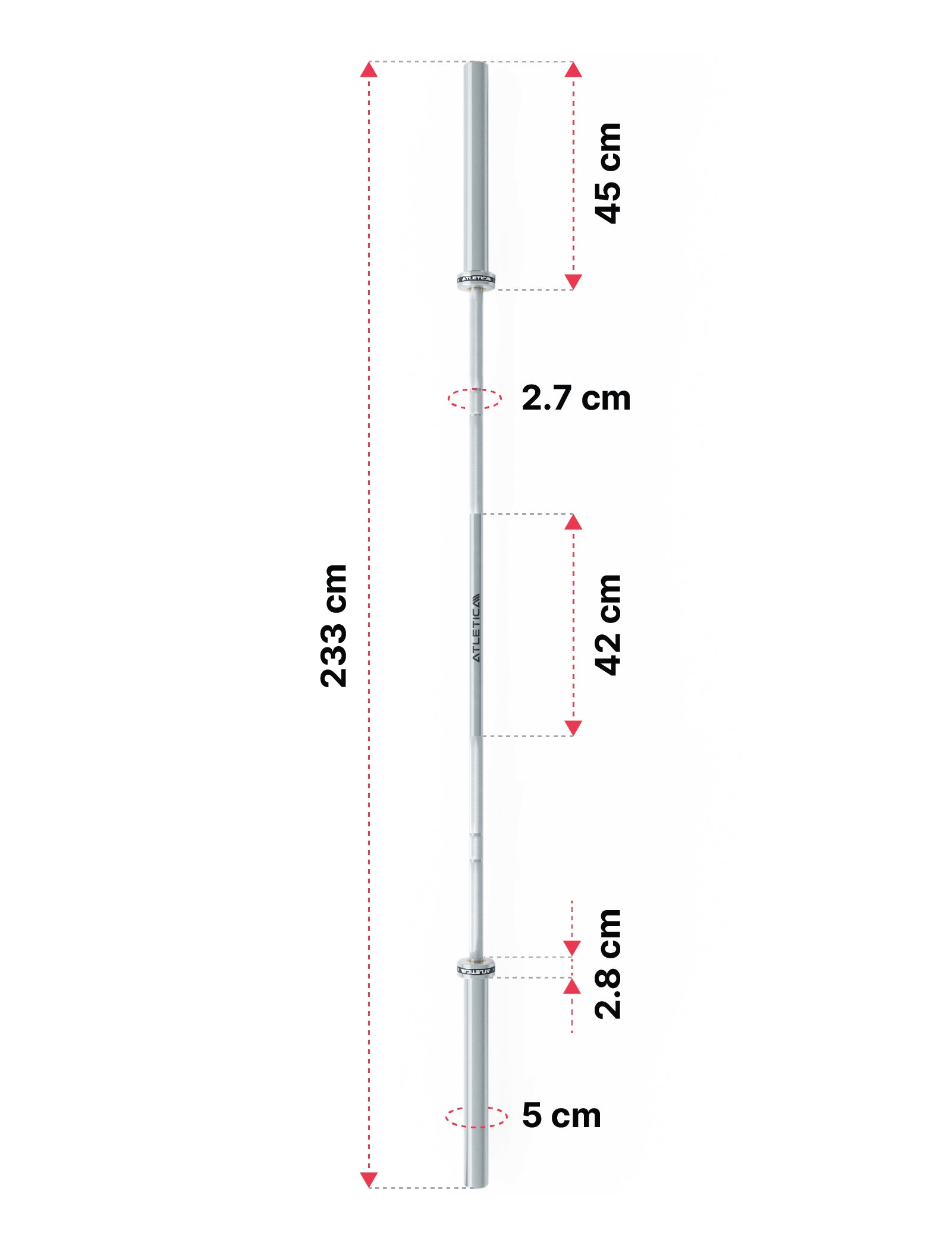 Langhantel Gamma von Atletica: Dimensionen