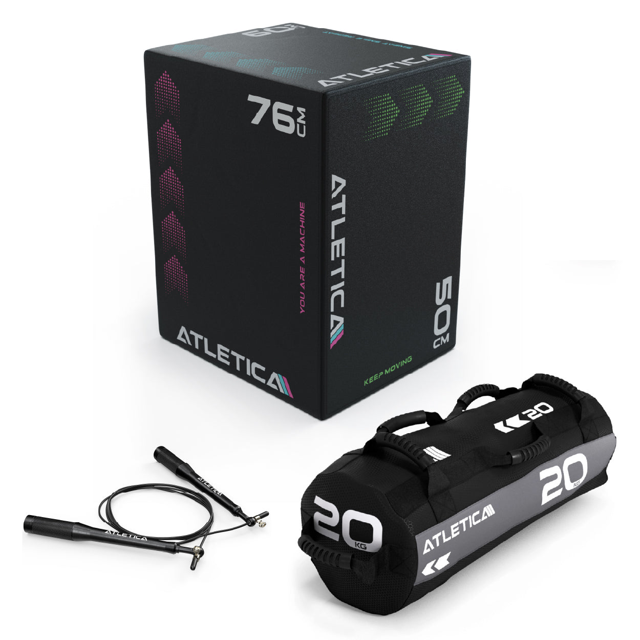 Cardio Warm-Up Set 2: Plyo Box, Sandsack 20kg, Springseil