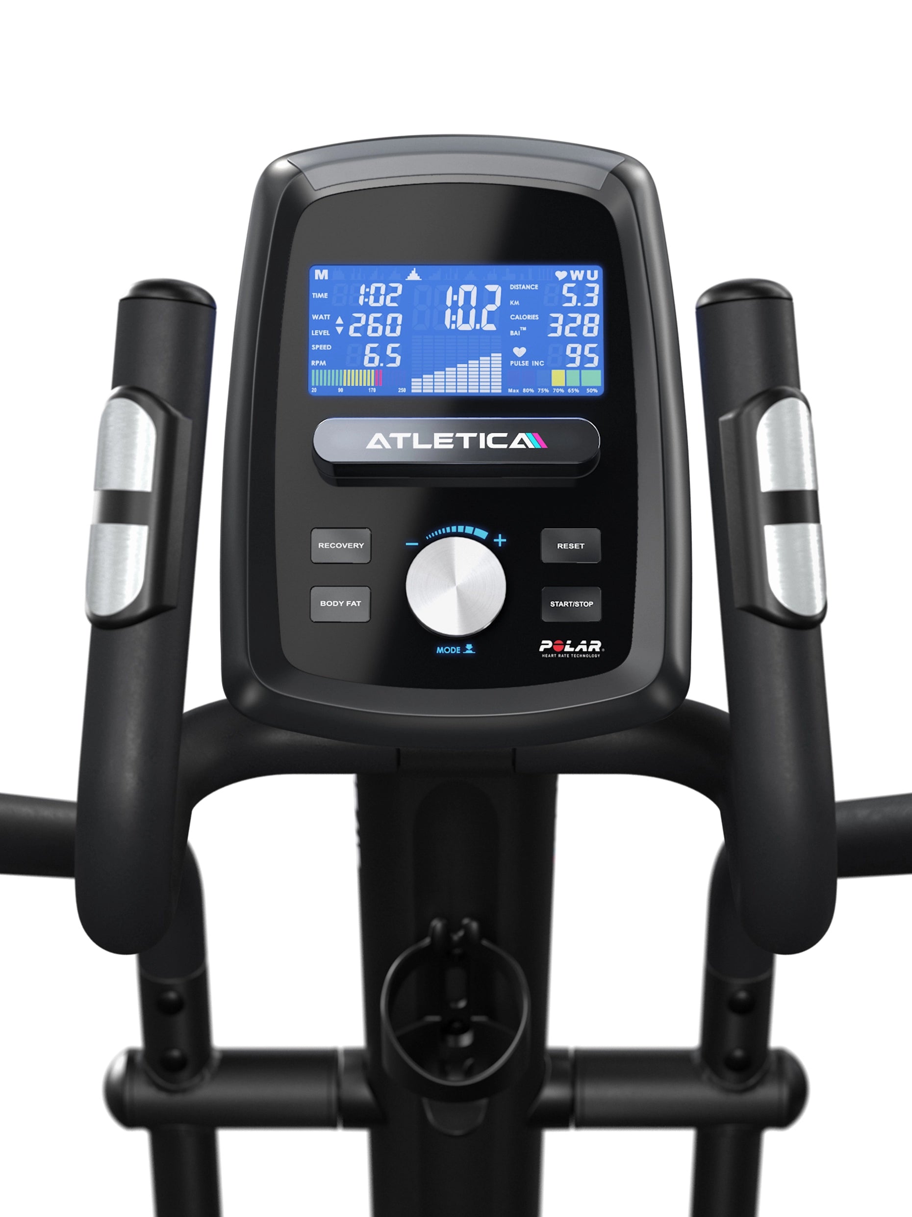 Crosstrainer Crossfold: Intuitives LCD-Display mit allen Trainingsdaten (Zeit, Strecke, Puls, Watt etc.)