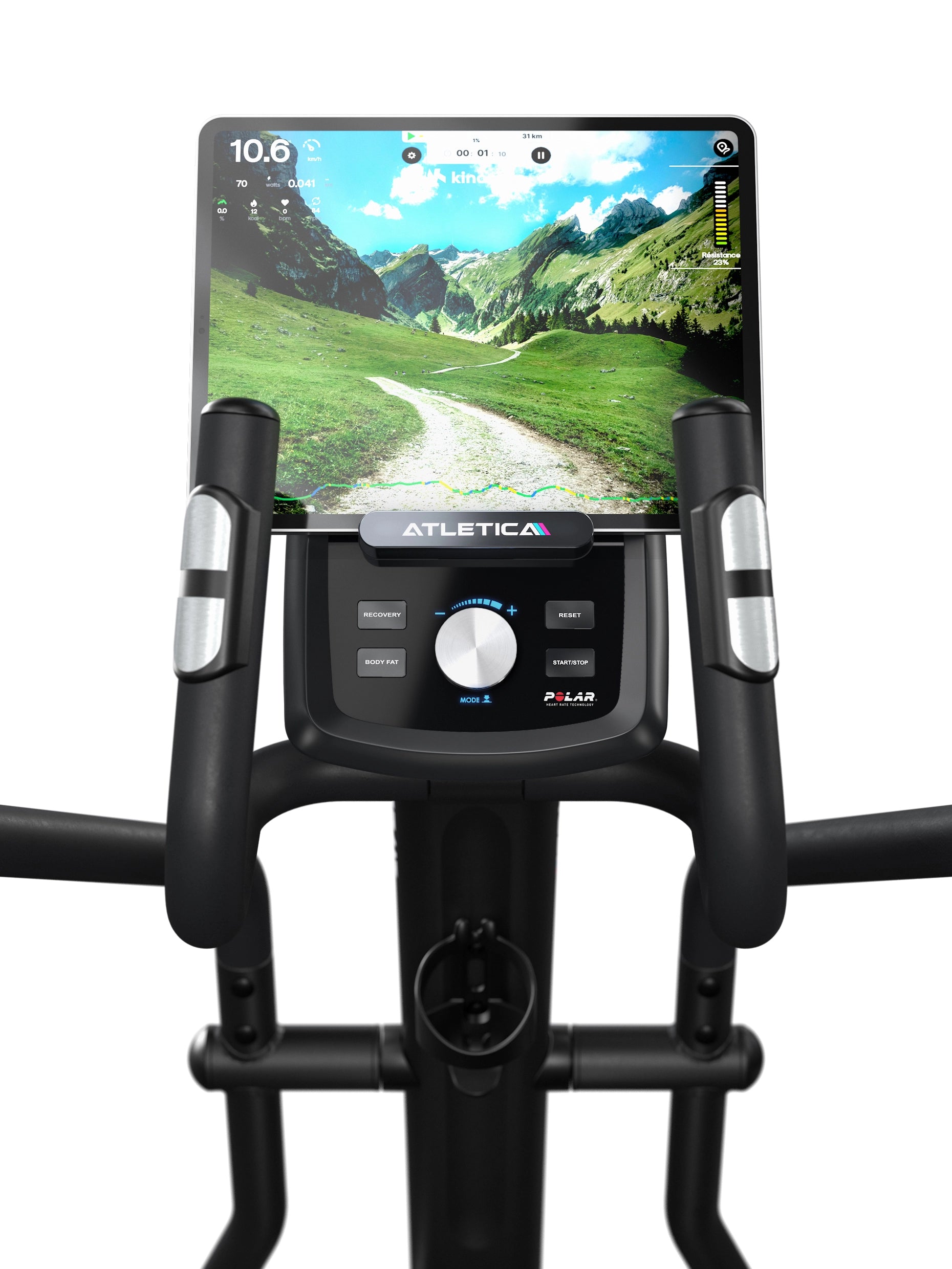 Crosstrainer Crossfold: großes LCD Display, Kinomap Konnektivität