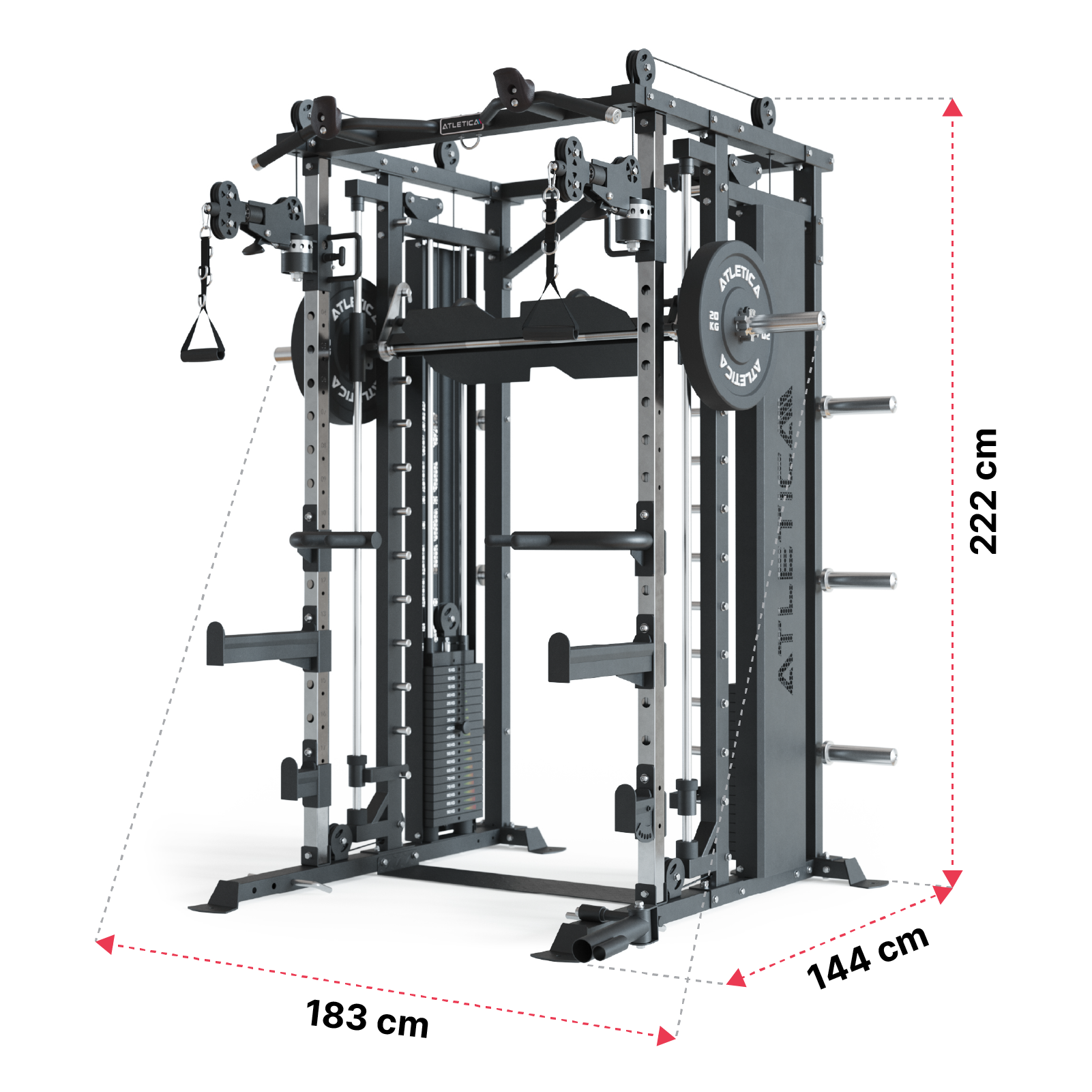 Fortress Multipresse von Atletica: Dimensionen