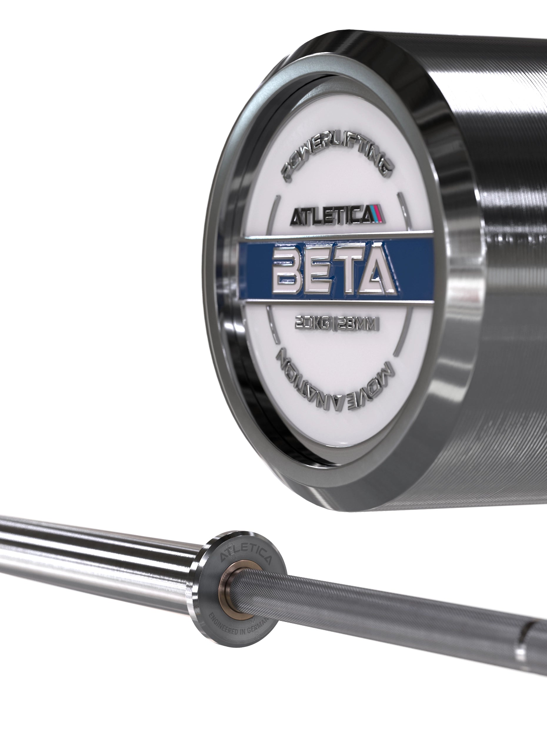 Hantelstangen: Langhantel Beta Powerlifting Langhantel, Entfessele Dein Powerlifting-Potential | 20kg | IPF-Markierung | Chrome / Military Green | 1200kg Belastbarkeit 