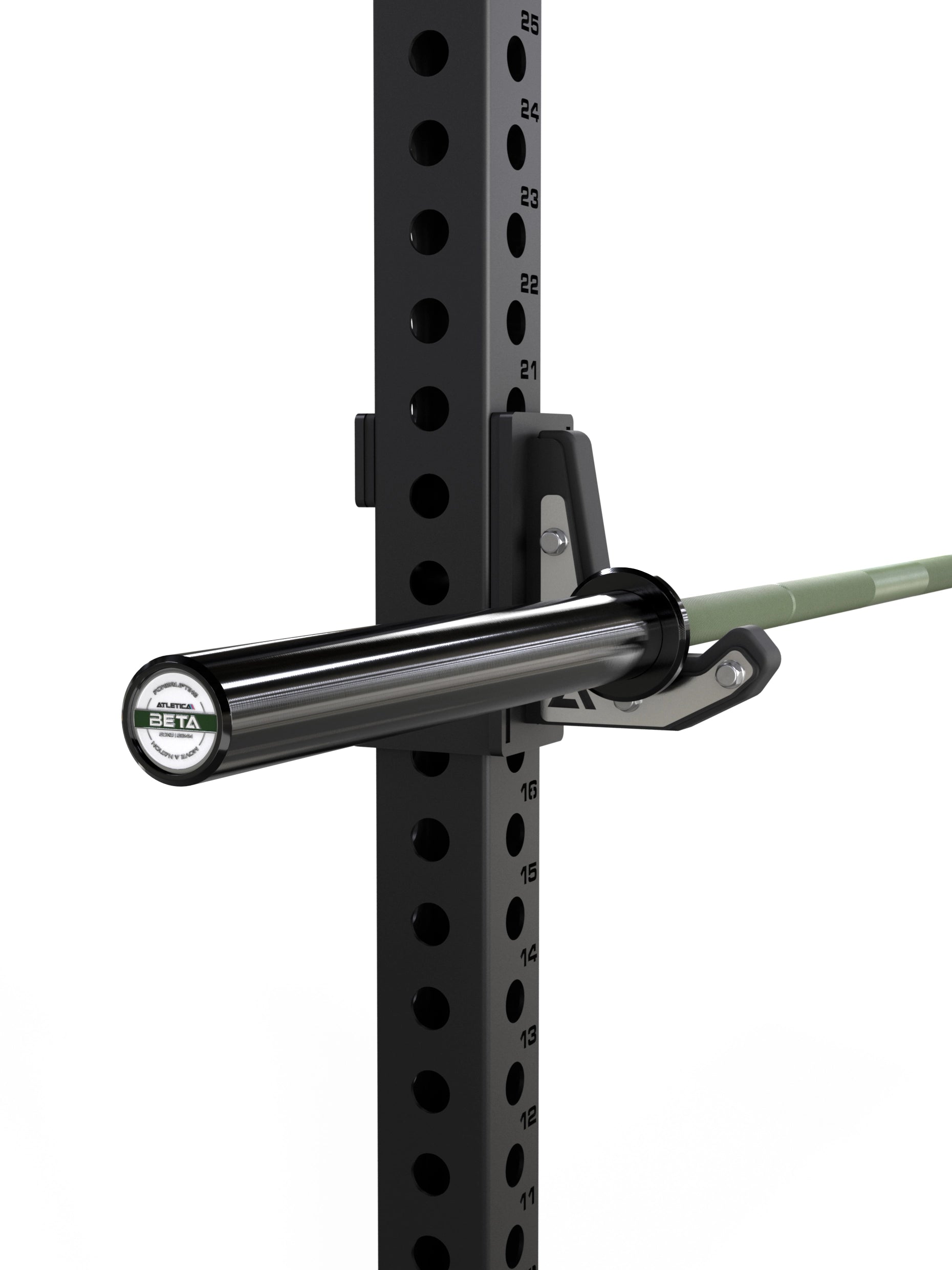 Hantelstangen: Langhantel Beta Powerlifting Langhantel, Entfessele Dein Powerlifting-Potential | 20kg | IPF-Markierung | Chrome / Military Green | 1200kg Belastbarkeit 